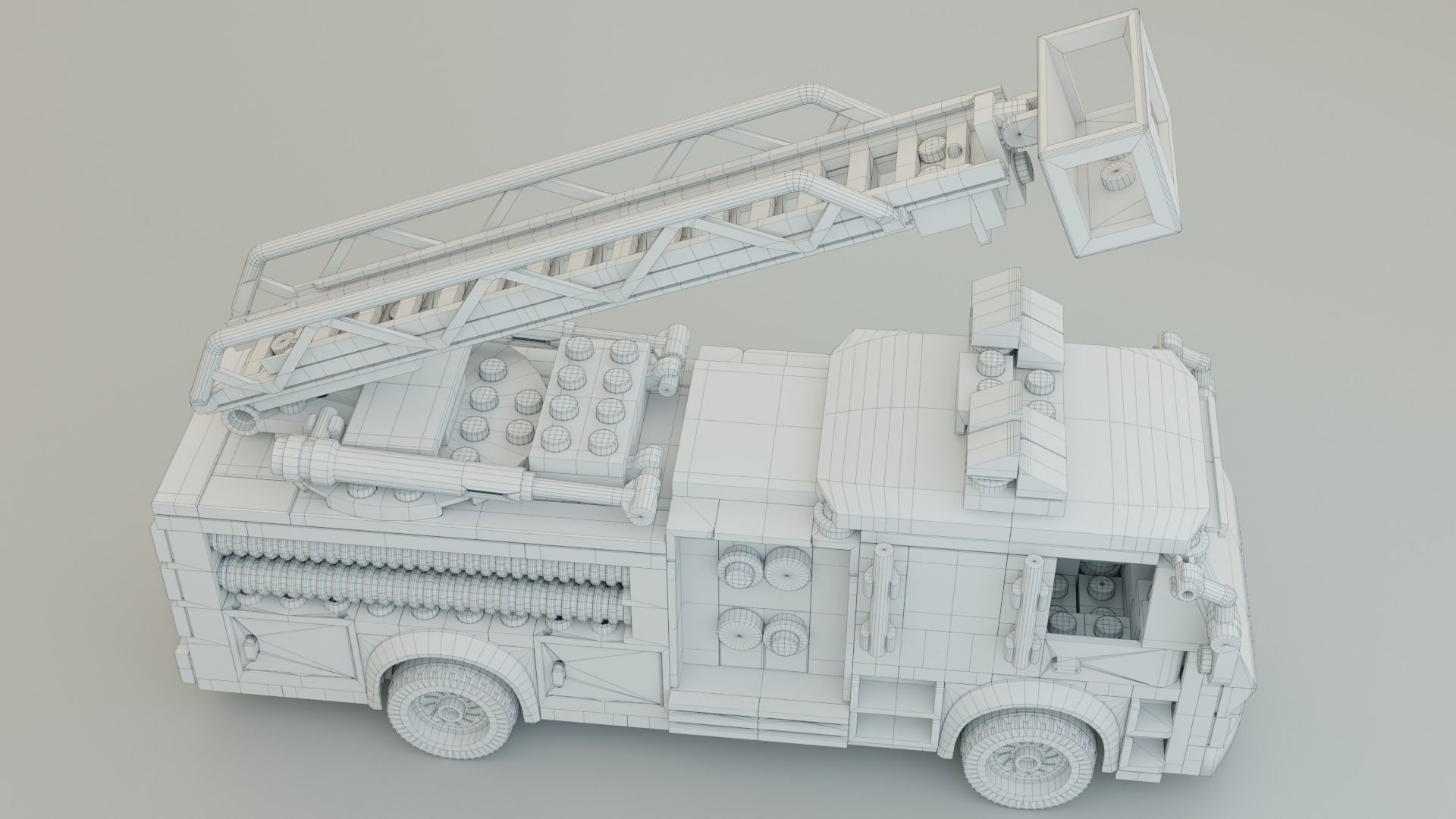 Lego Firetruck with Firefighter Squad  3D model_22