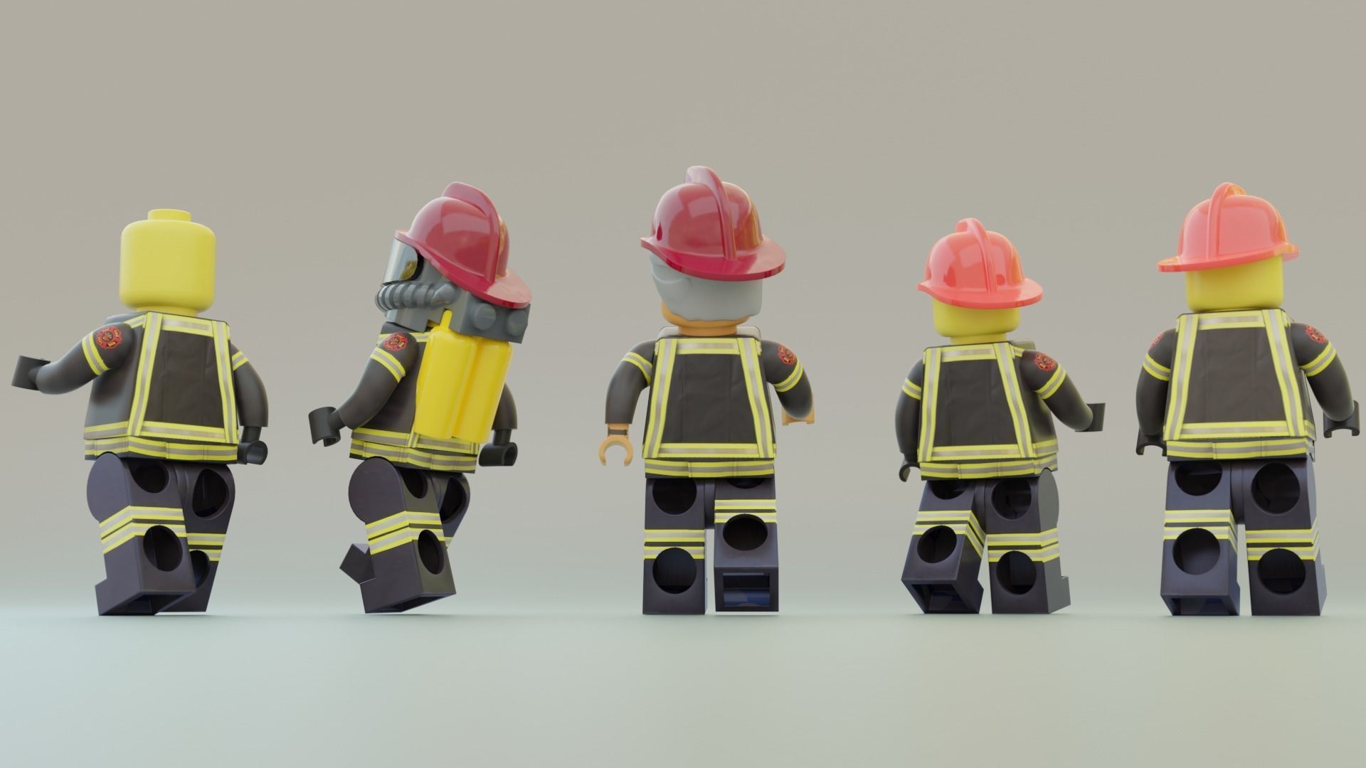 Lego Firetruck with Firefighter Squad  3D model_13