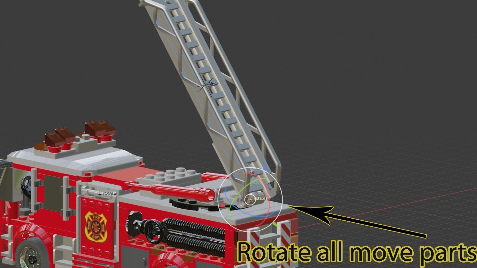 Lego Firetruck with Firefighter Squad  3D model_32