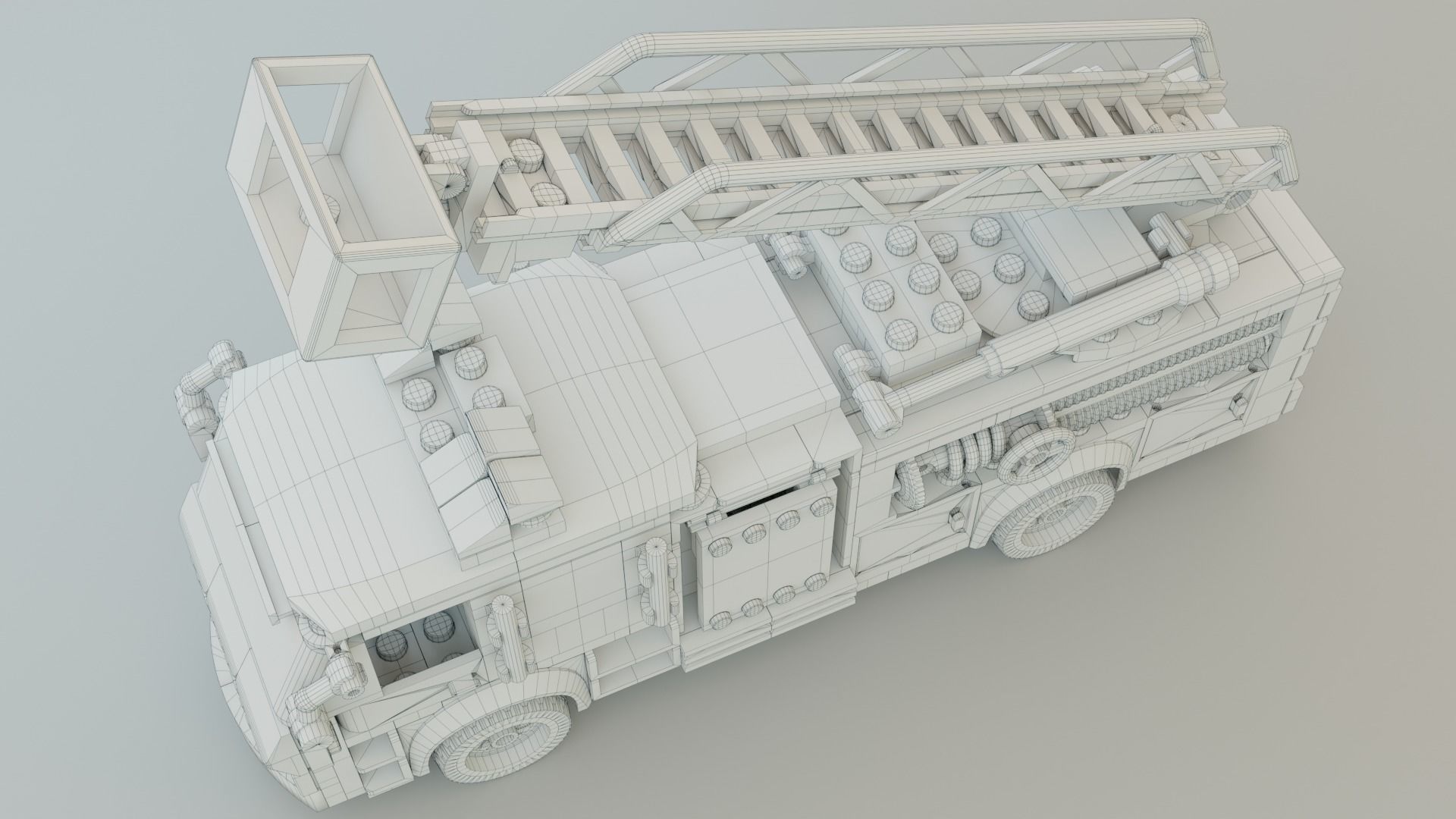 Lego Firetruck with Firefighter Squad  3D model_21