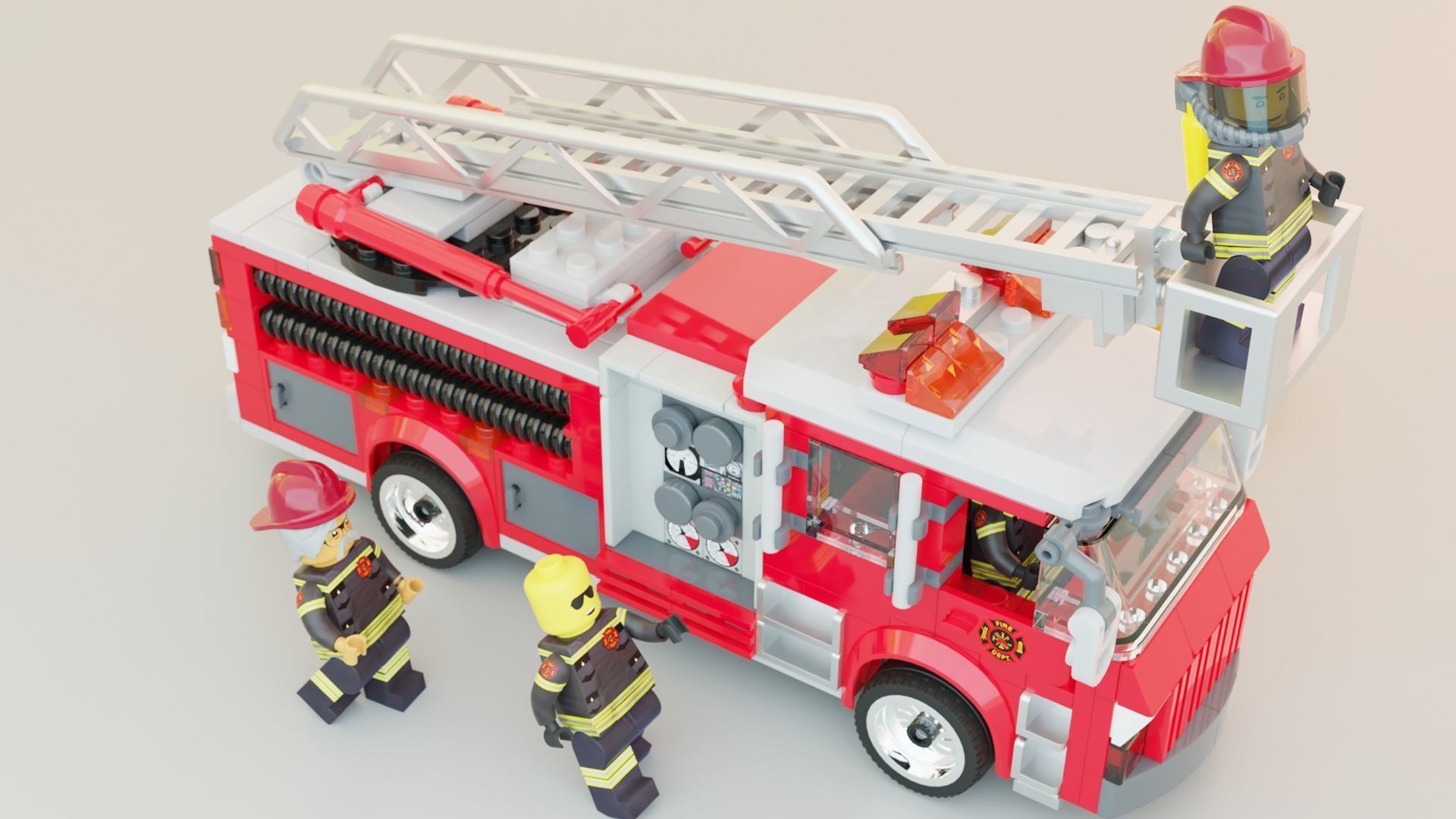 Lego Firetruck with Firefighter Squad  3D model_1
