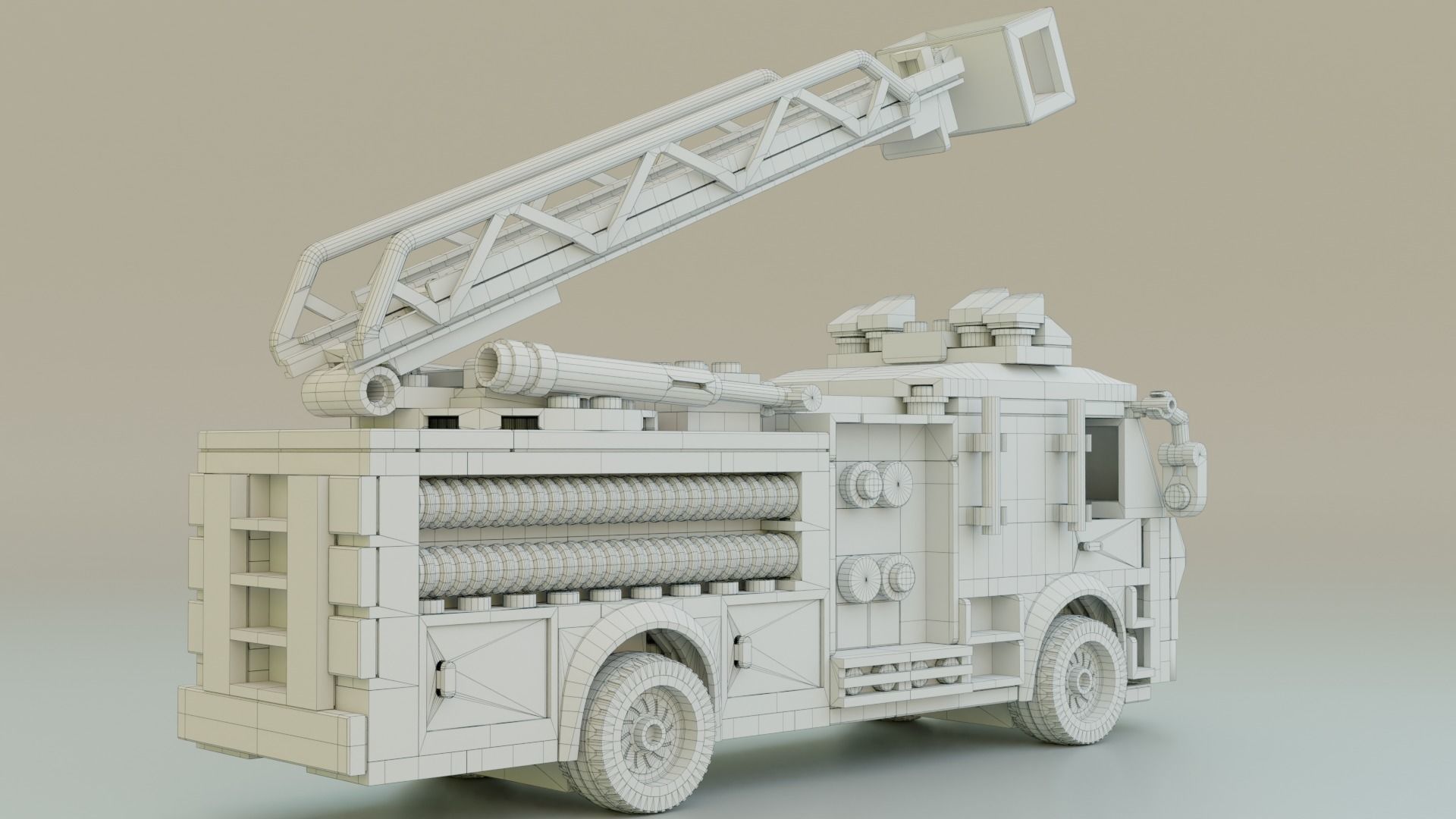 Lego Firetruck with Firefighter Squad  3D model_23