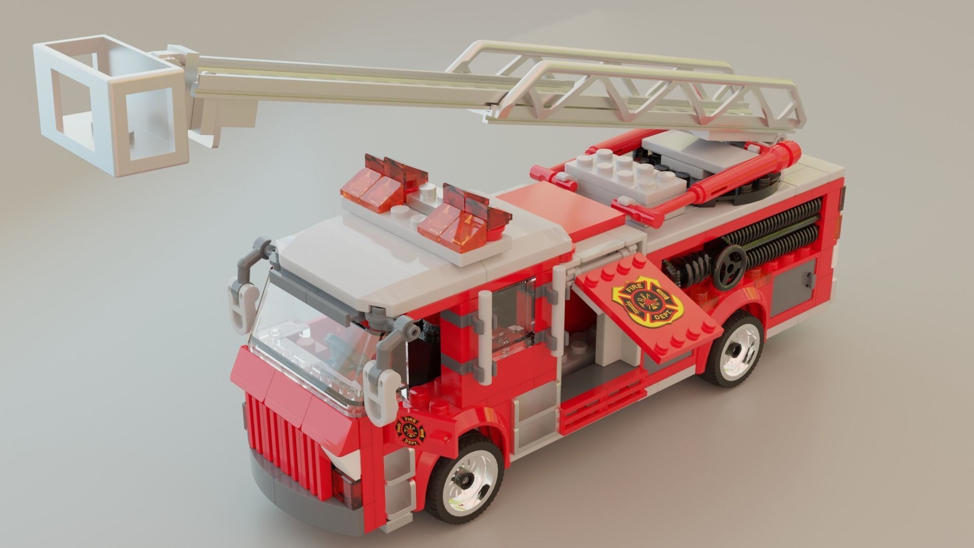 Lego Firetruck with Firefighter Squad  3D model_8