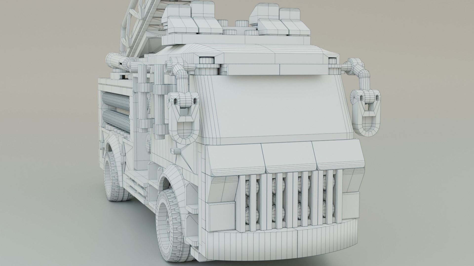 Lego Firetruck with Firefighter Squad  3D model_24