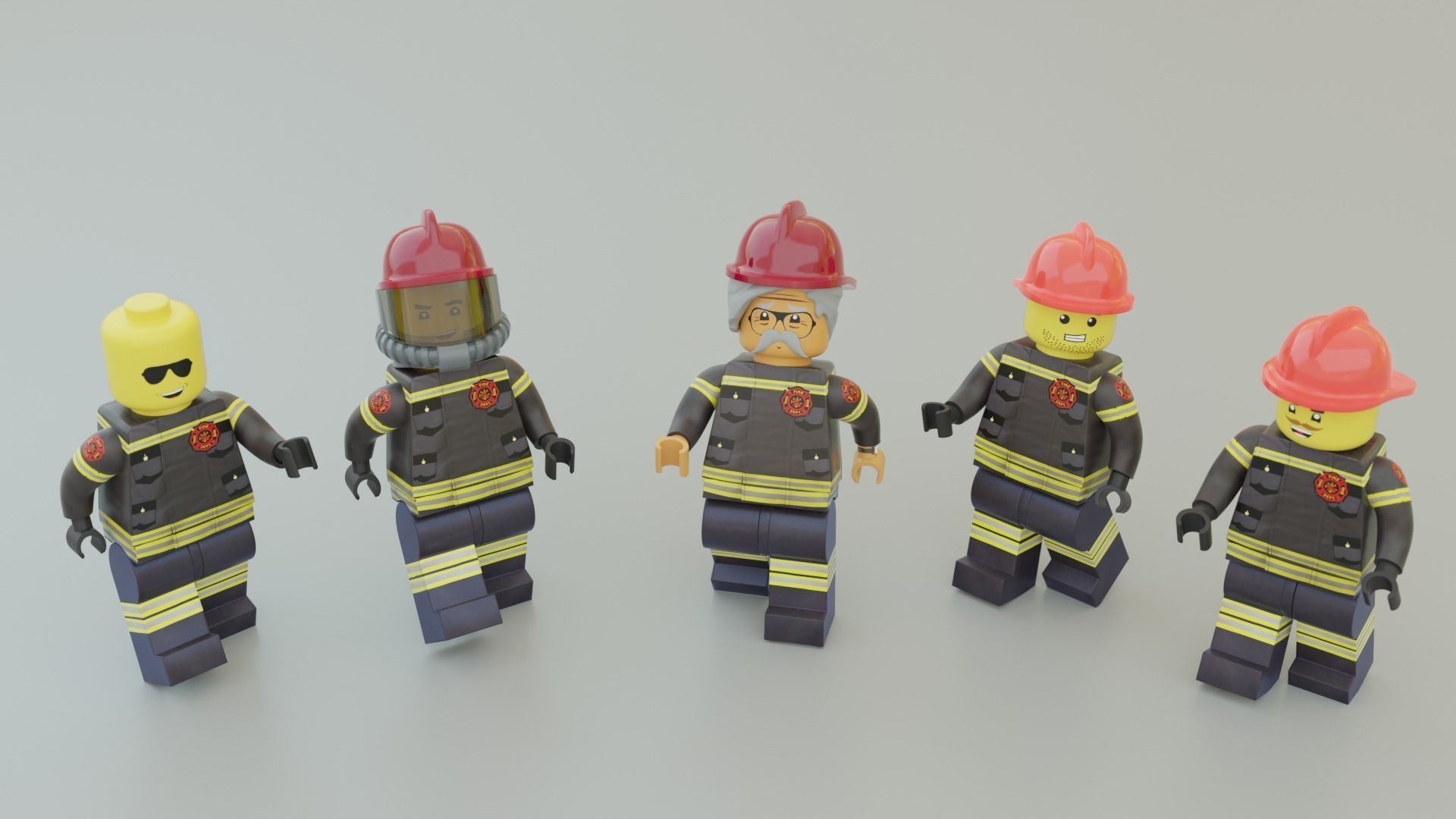 Lego Firetruck with Firefighter Squad  3D model_12