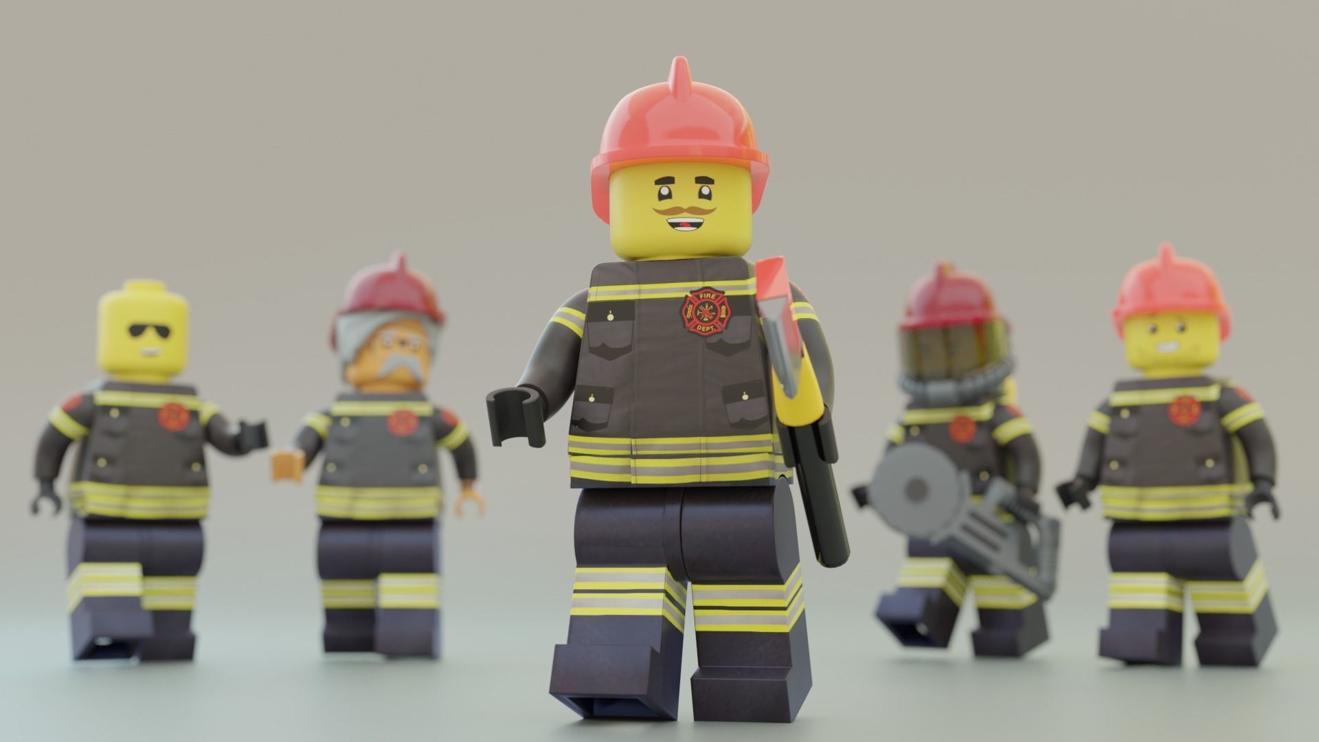Lego Firetruck with Firefighter Squad  3D model_18