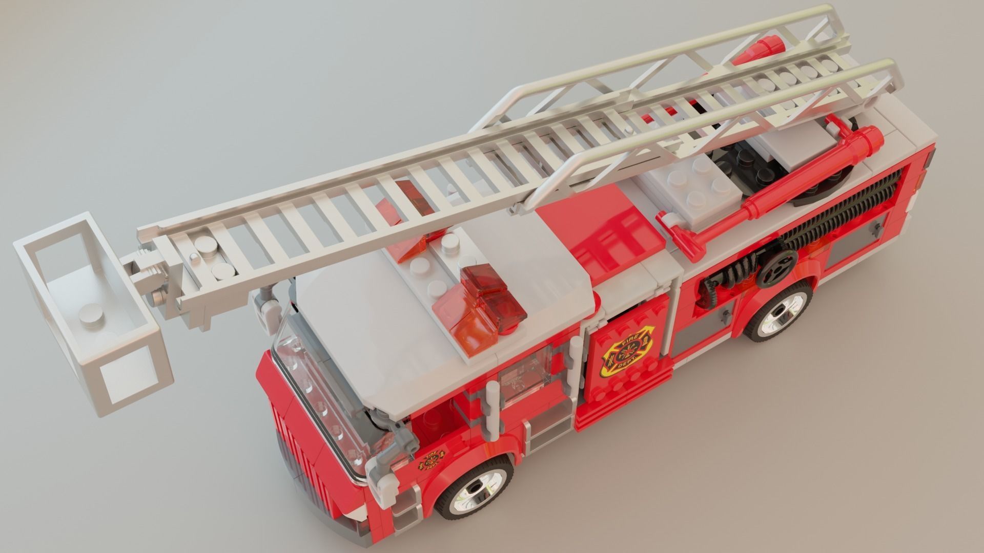 Lego Firetruck with Firefighter Squad  3D model_9