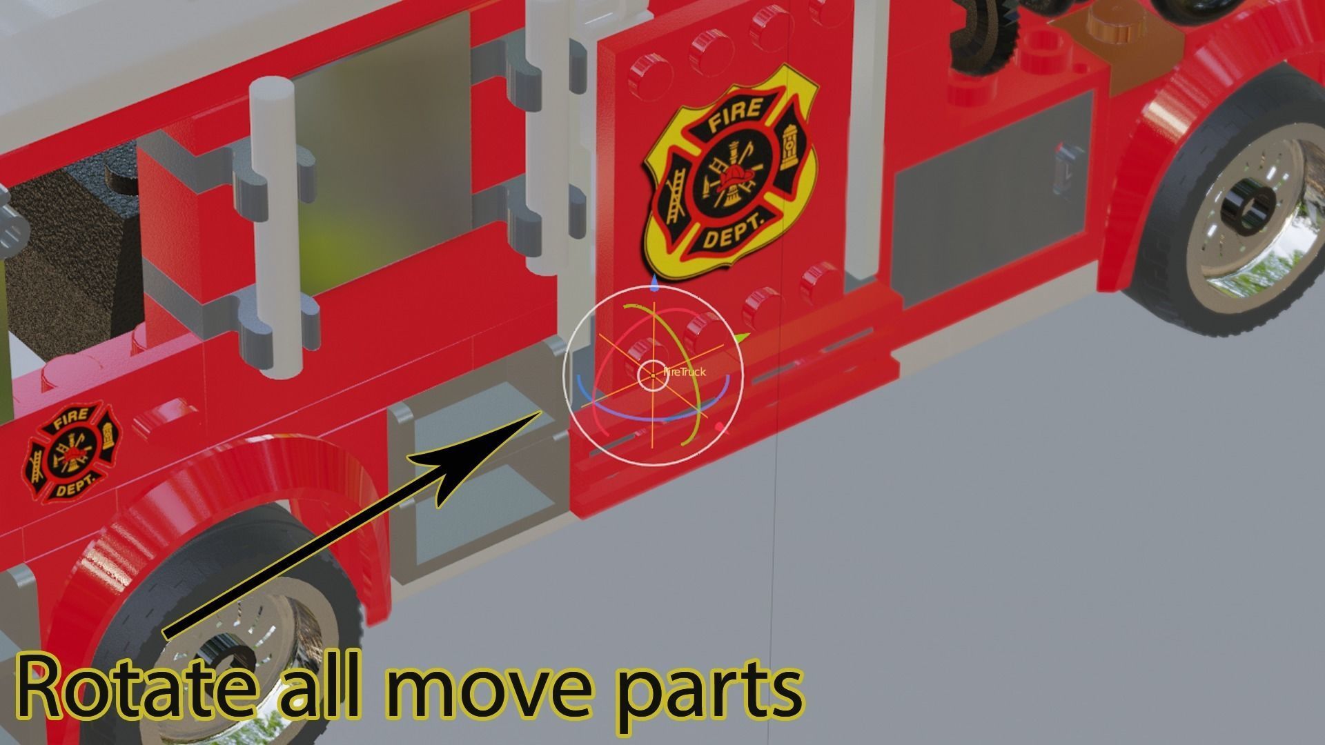 Lego Firetruck with Firefighter Squad  3D model_29