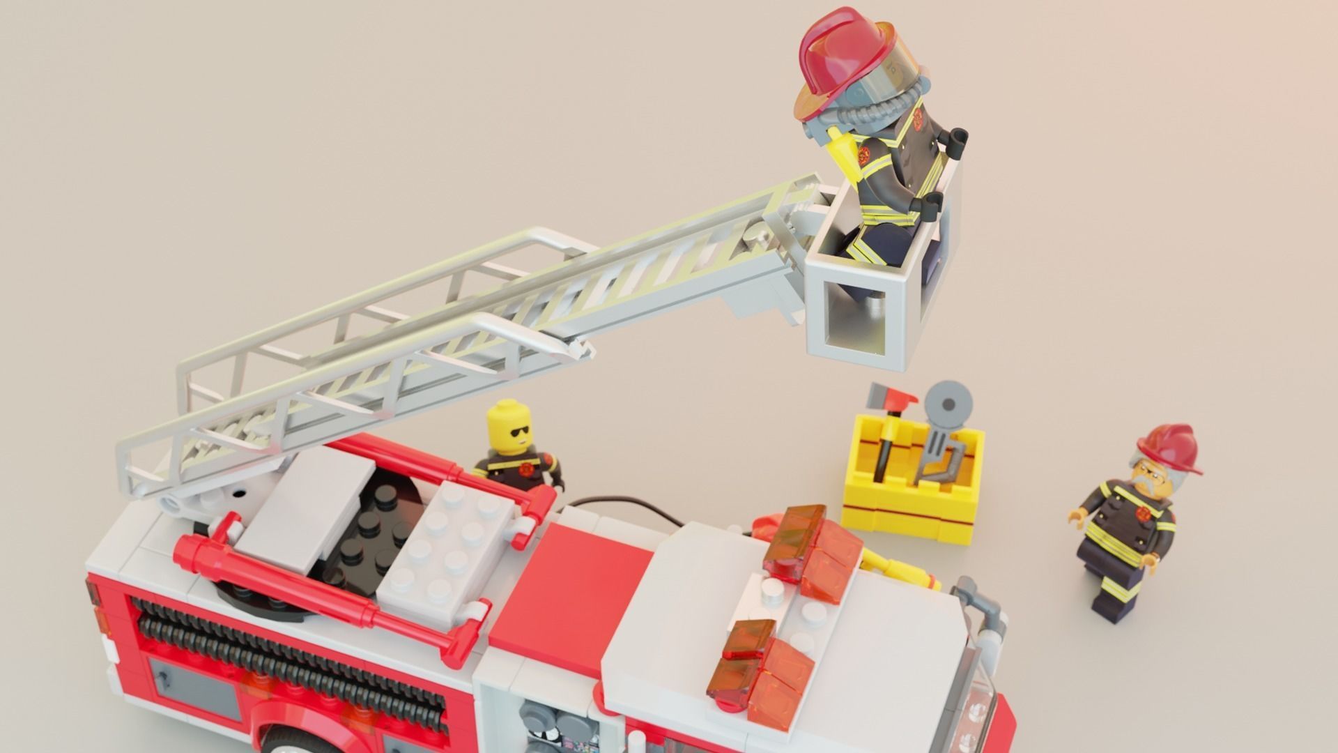 Lego Firetruck with Firefighter Squad  3D model_5