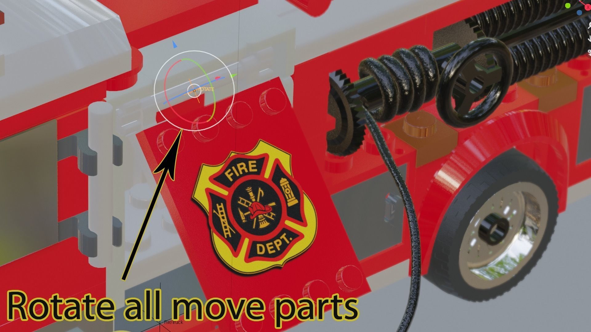 Lego Firetruck with Firefighter Squad  3D model_28