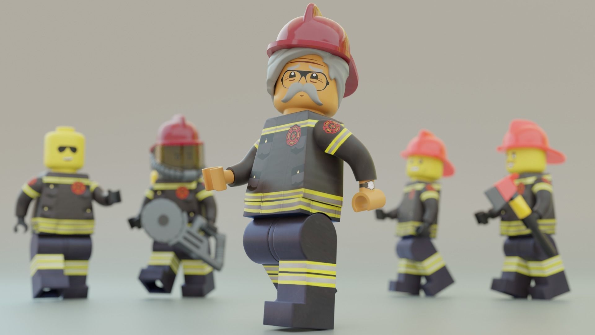 Lego Firetruck with Firefighter Squad  3D model_15