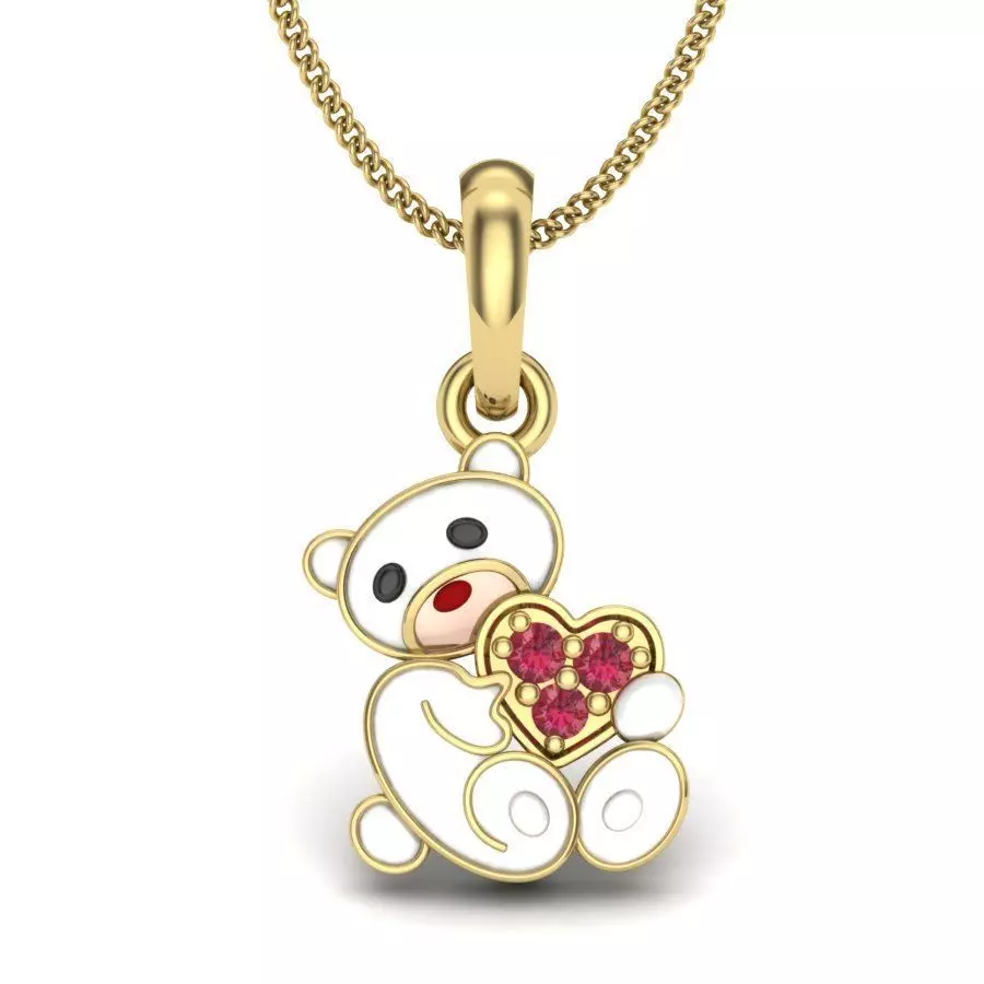 Baby panda with heart pendant 3dm 1render detail 3D print model_0