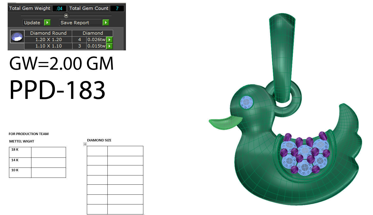 Baby duck pendant 3dm 1render detail 3D print model_1