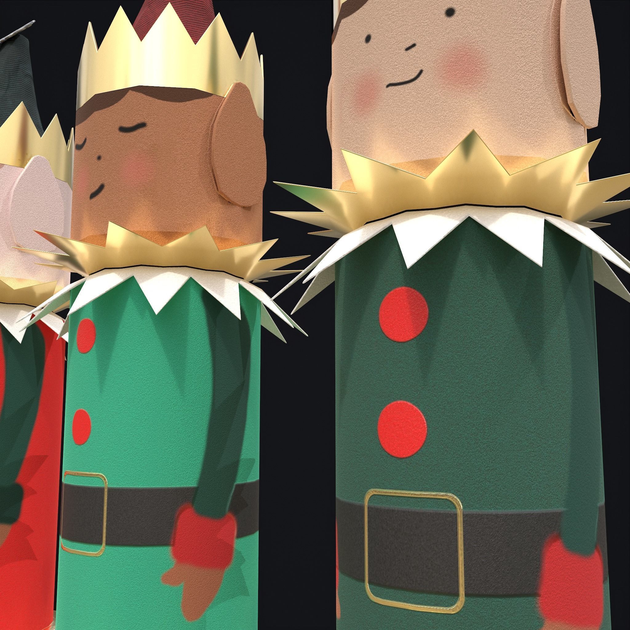 Christmas Crackers Low-poly 3D model_15