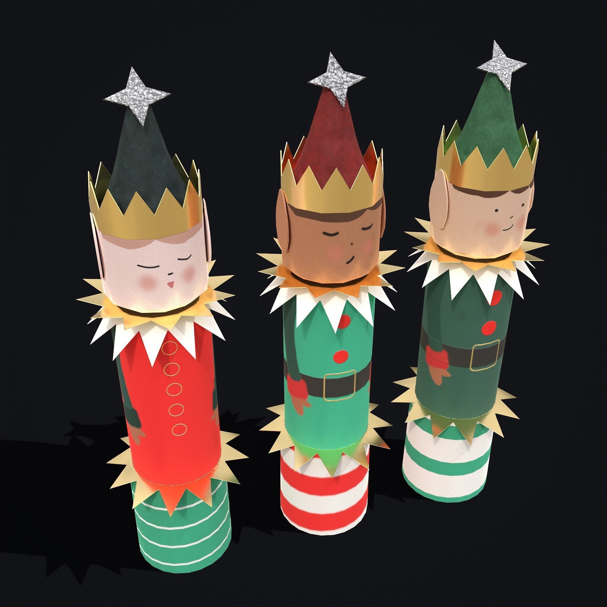 Christmas Crackers Low-poly 3D model_19