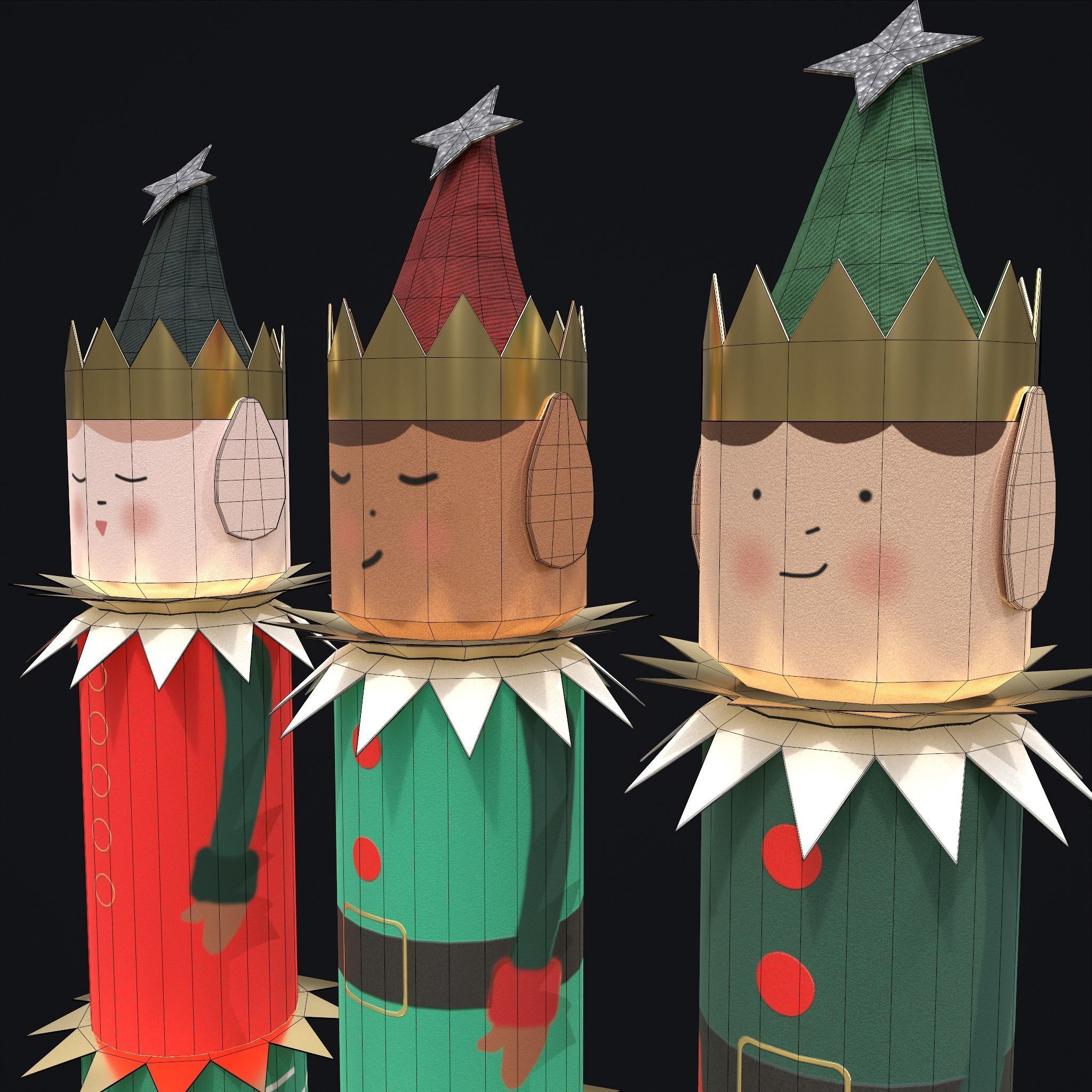 Christmas Crackers Low-poly 3D model_14