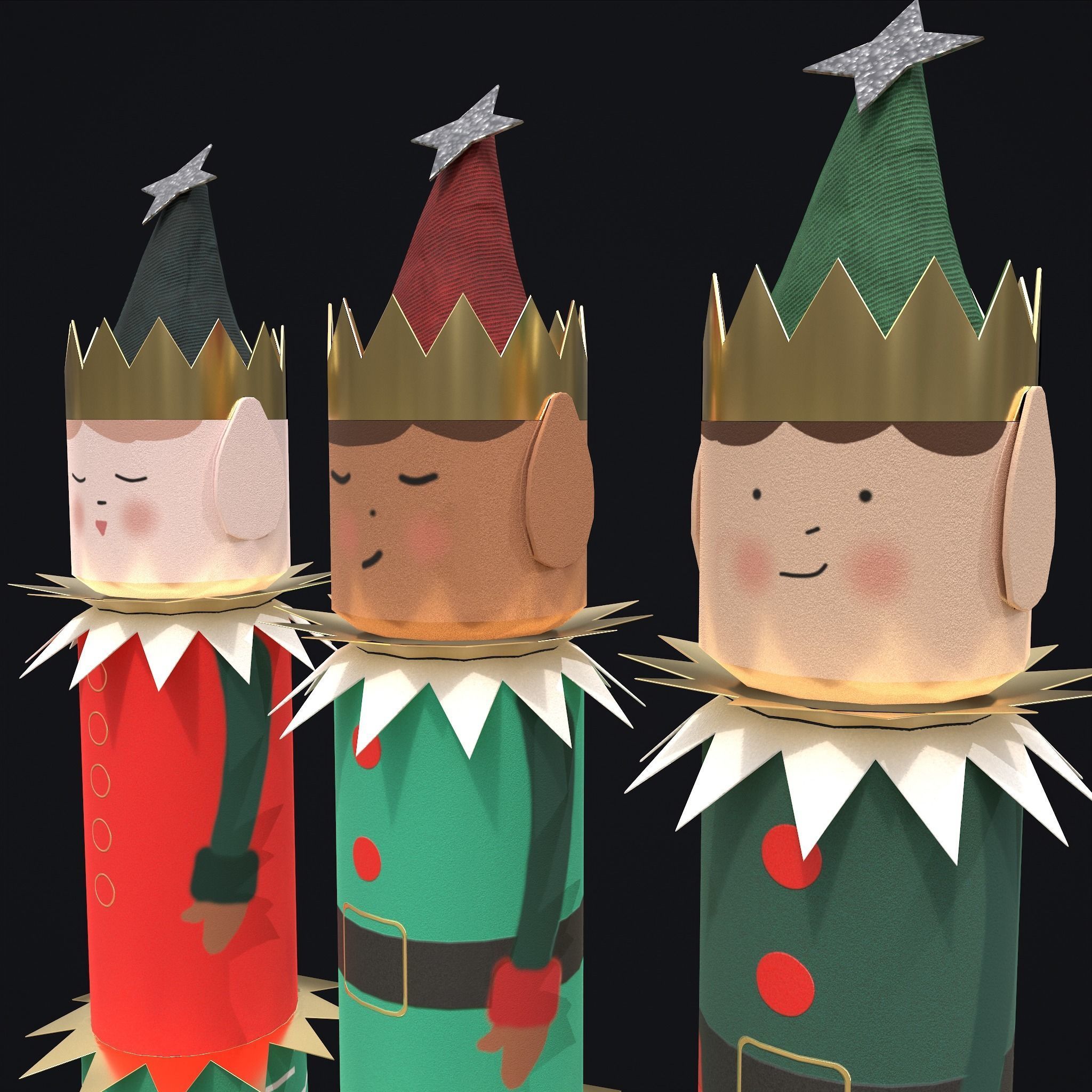 Christmas Crackers Low-poly 3D model_13