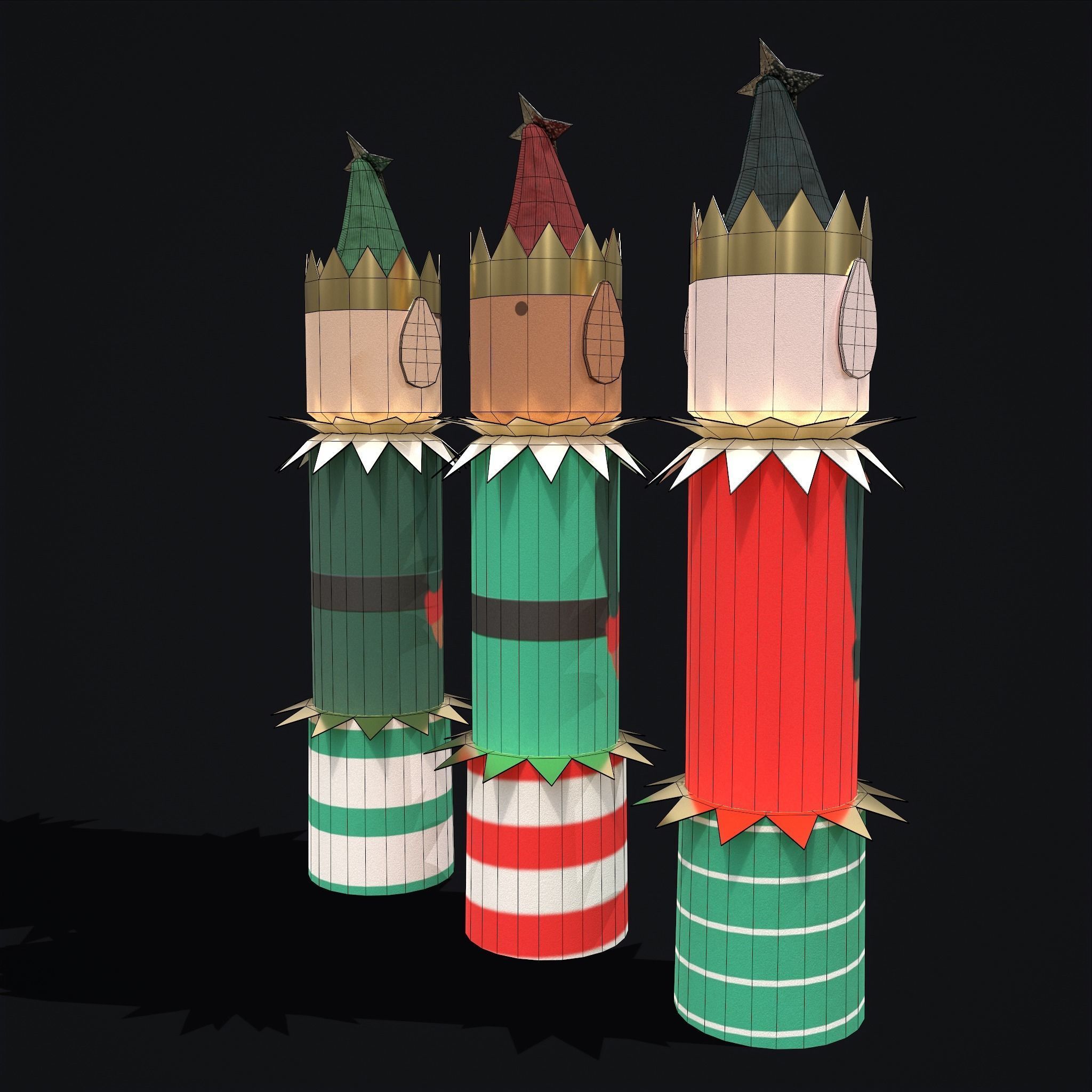 Christmas Crackers Low-poly 3D model_8