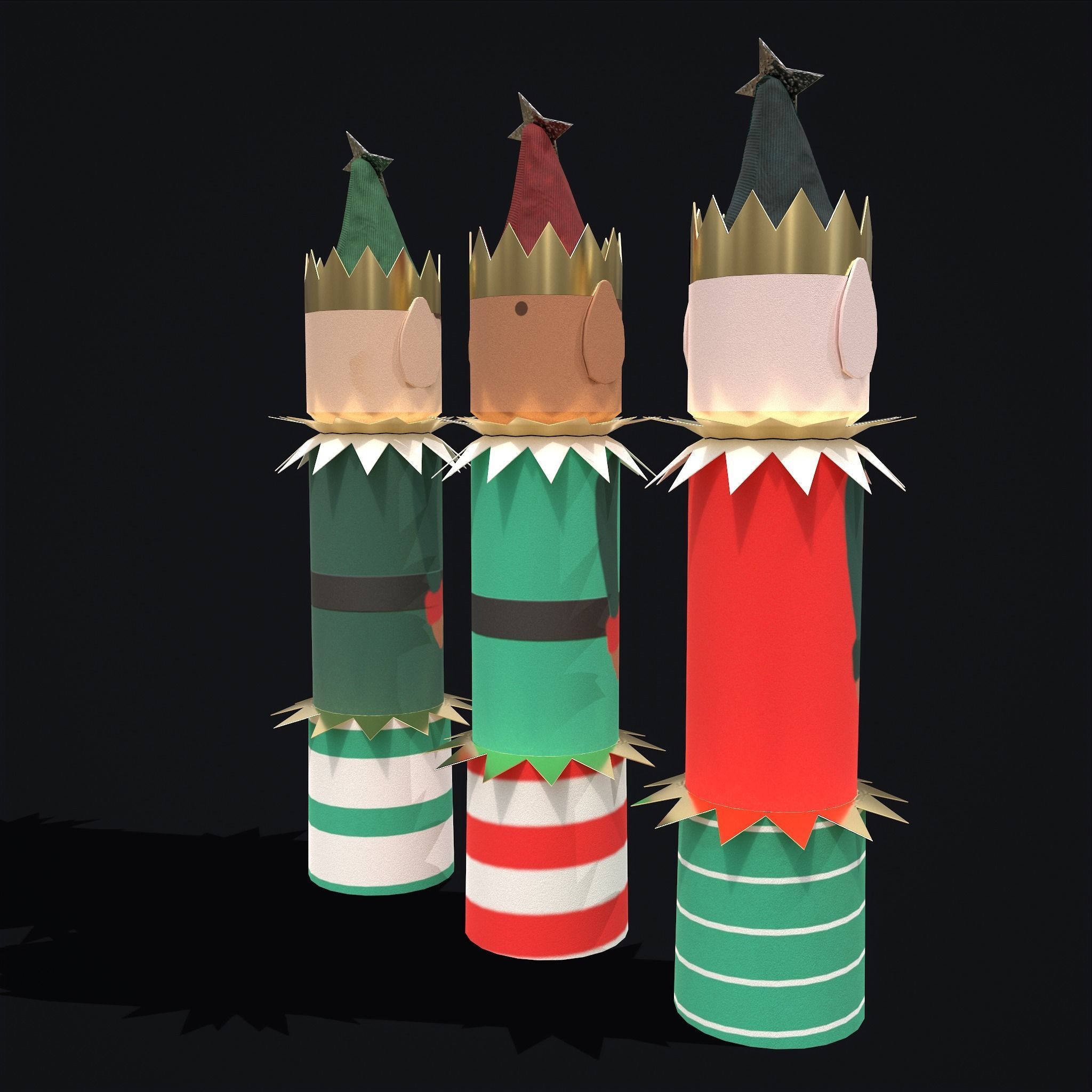 Christmas Crackers Low-poly 3D model_7