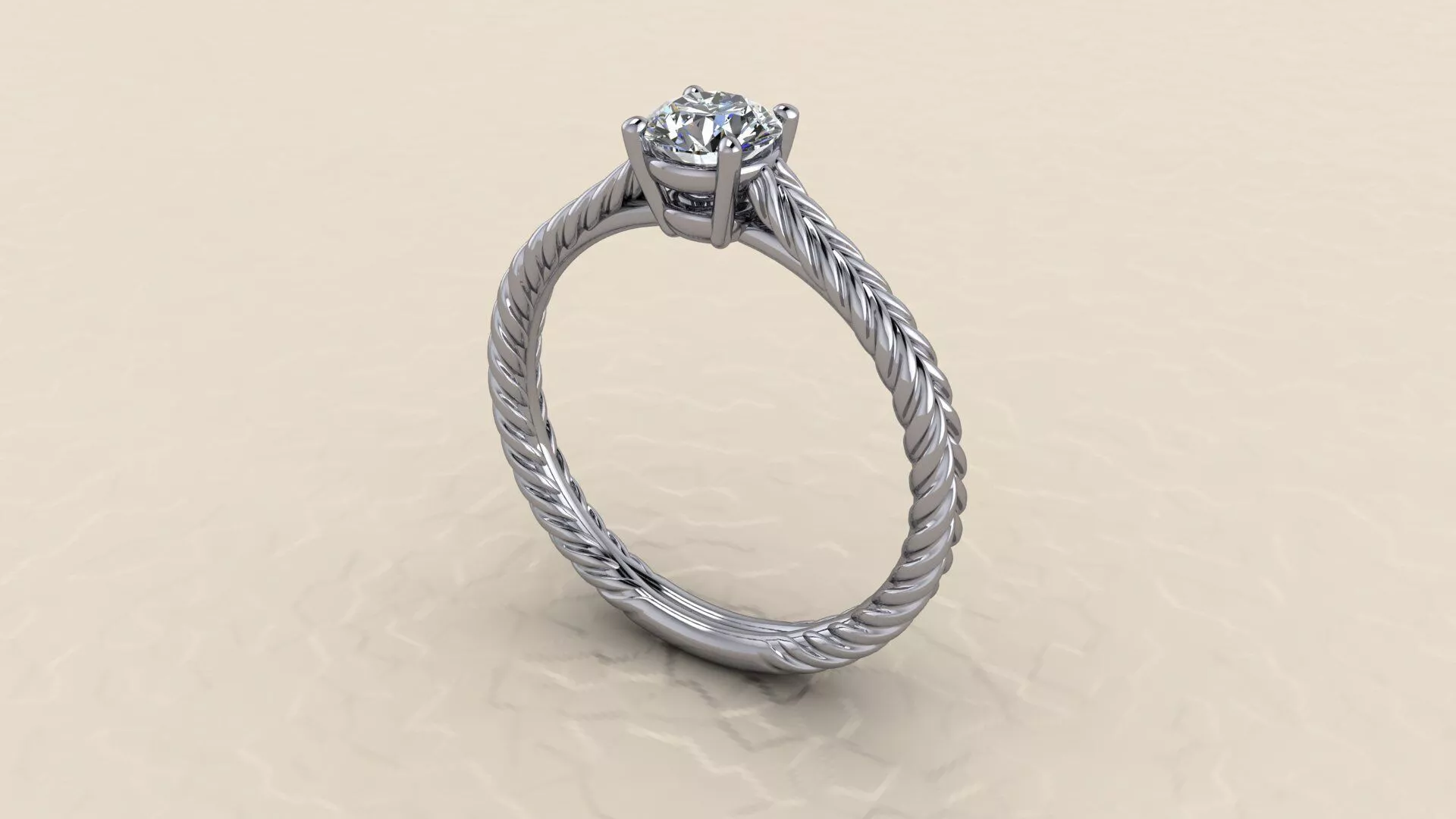 Model 707 Rope Solitaire 7 Us Size Ring 3D print model