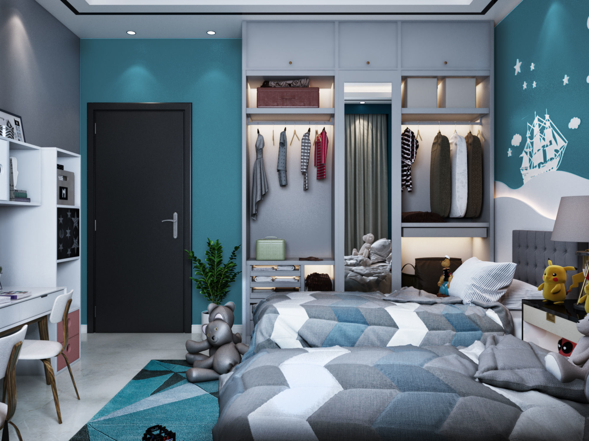 Children Bedroom Interior Design Scene 3D model_3