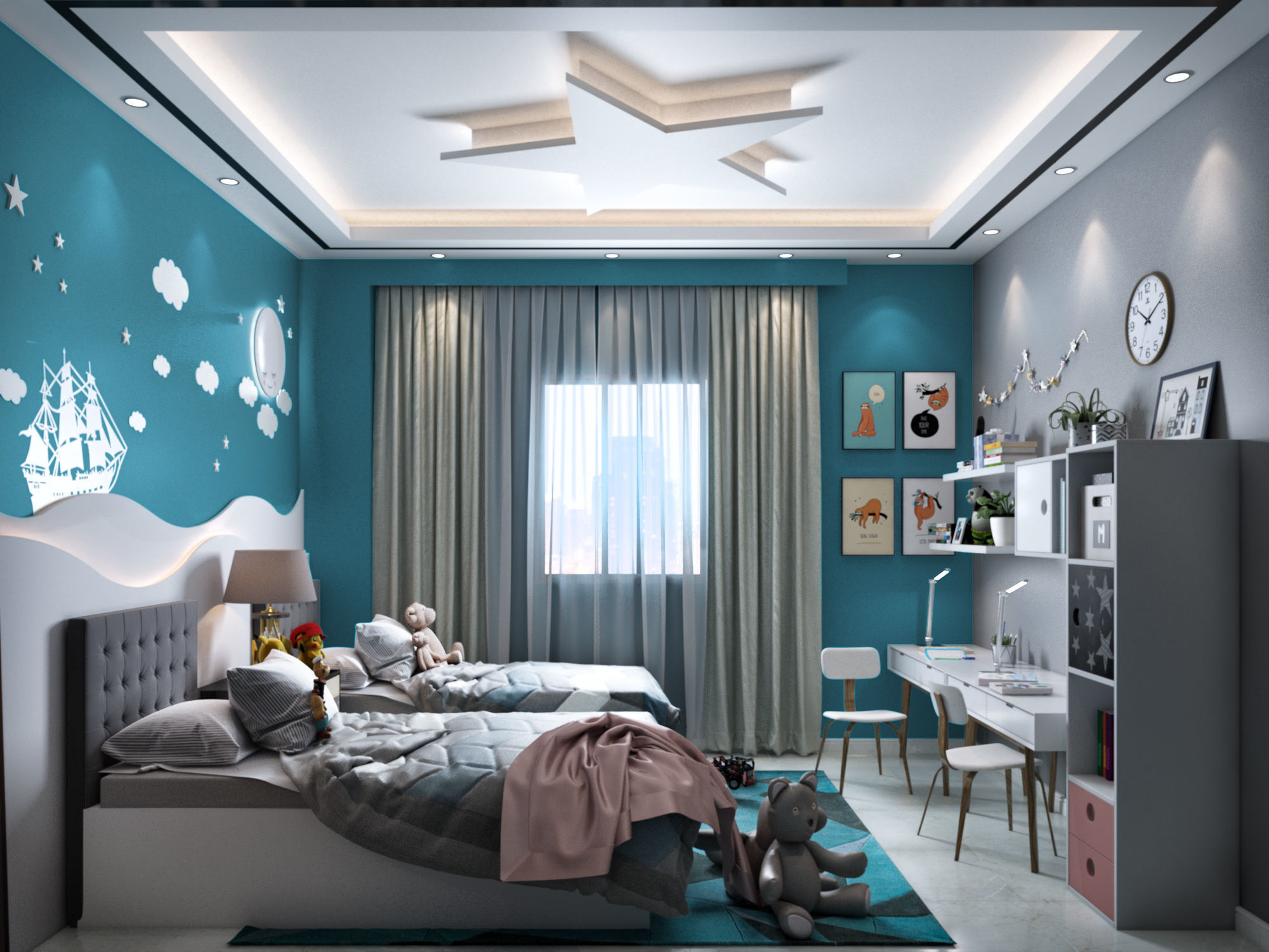 Children Bedroom Interior Design Scene 3D model_2