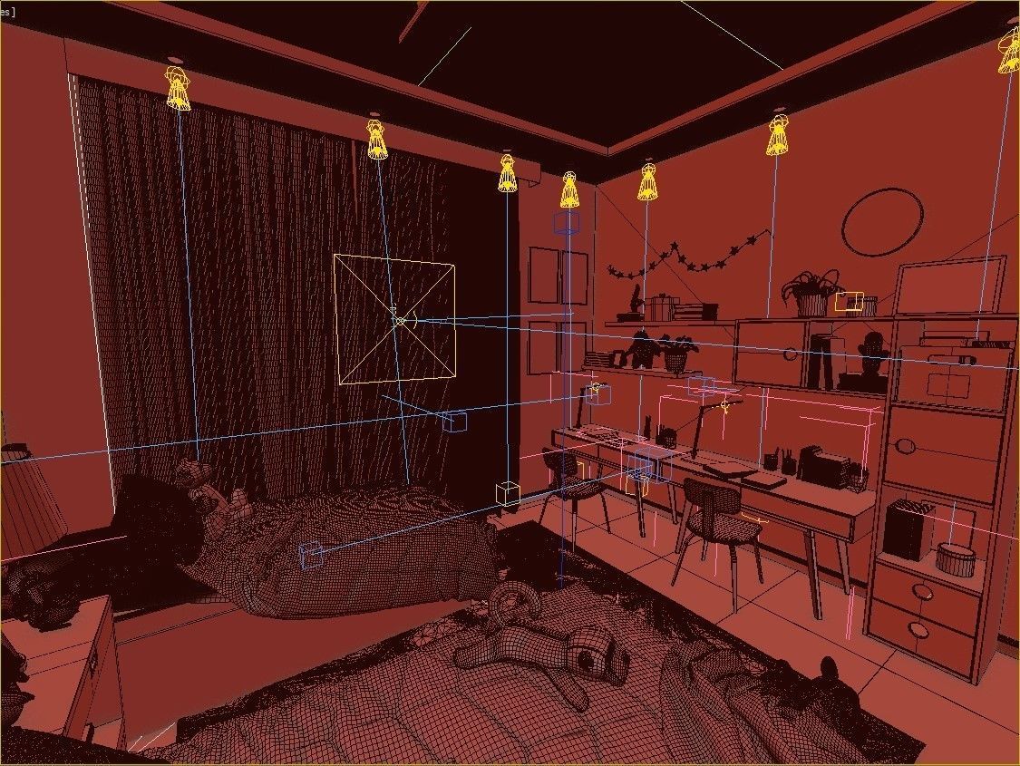 Children Bedroom Interior Design Scene 3D model_6