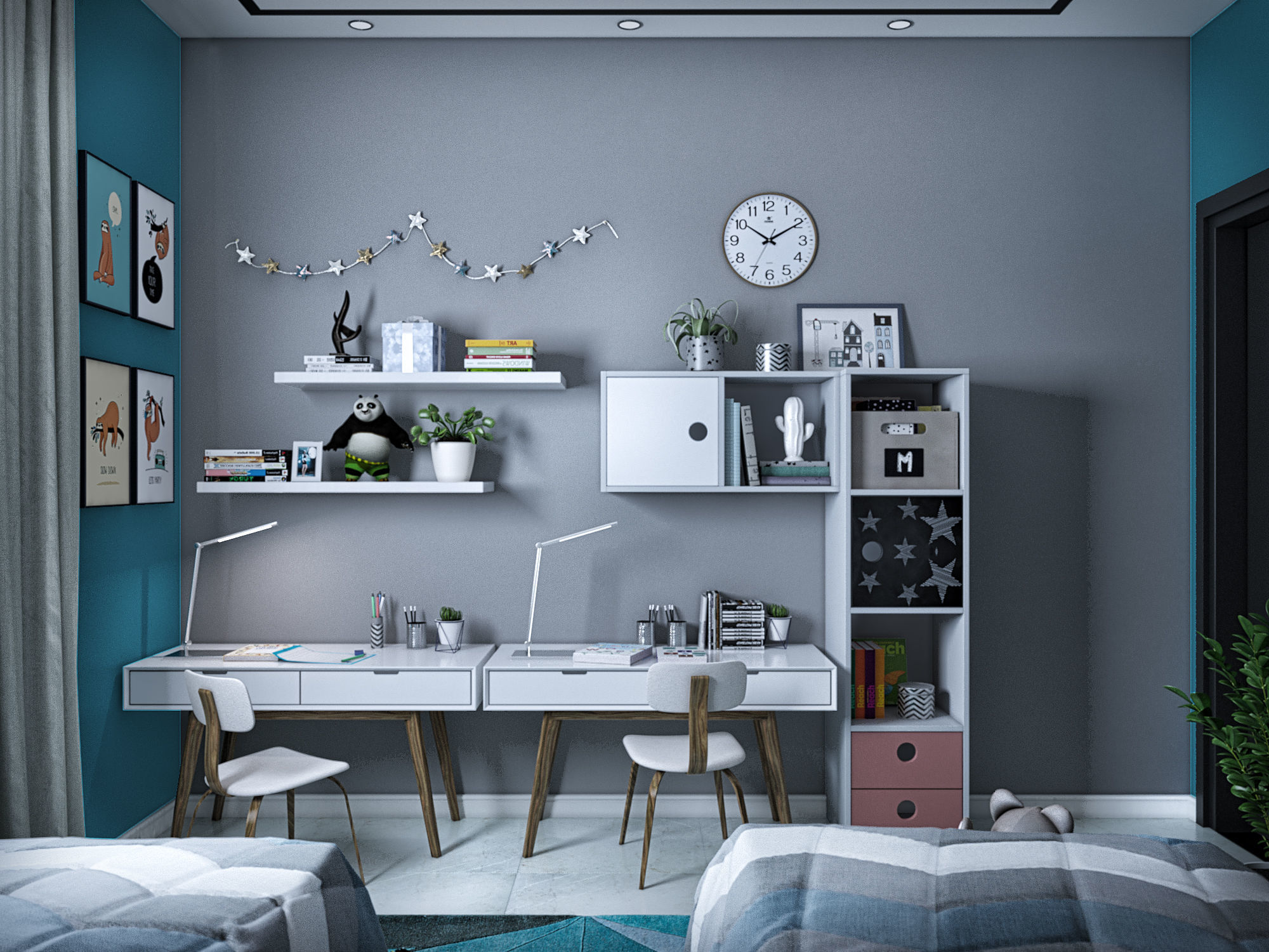 Children Bedroom Interior Design Scene 3D model_1