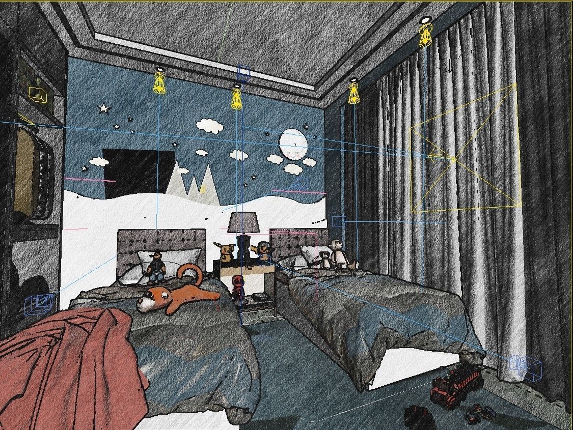 Children Bedroom Interior Design Scene 3D model_7