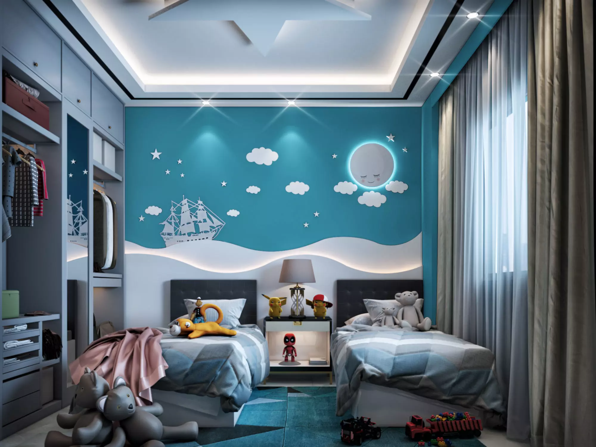 Children Bedroom Interior Design Scene 3D model_0