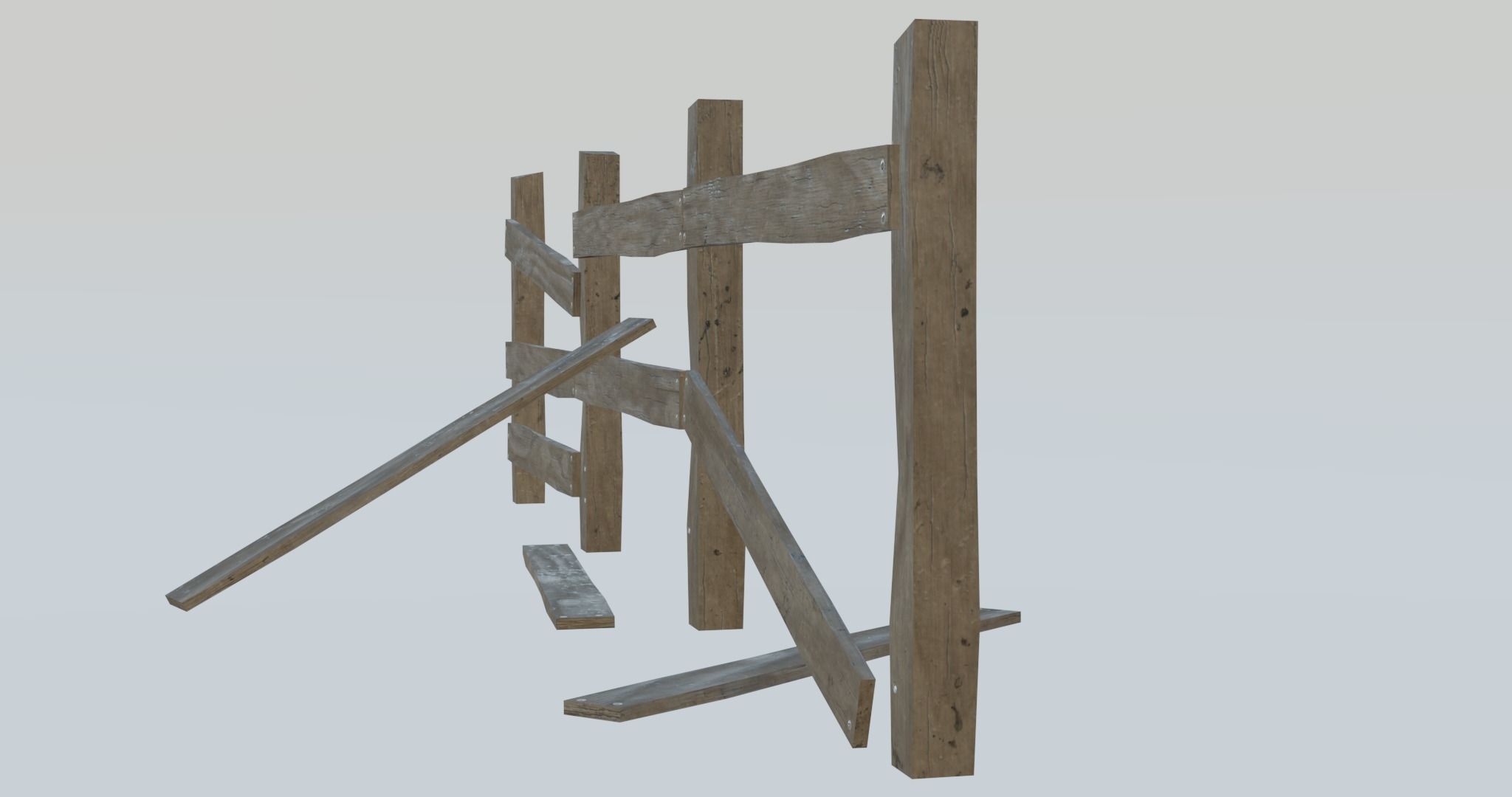 Wood Fence  Free low-poly 3D model_2