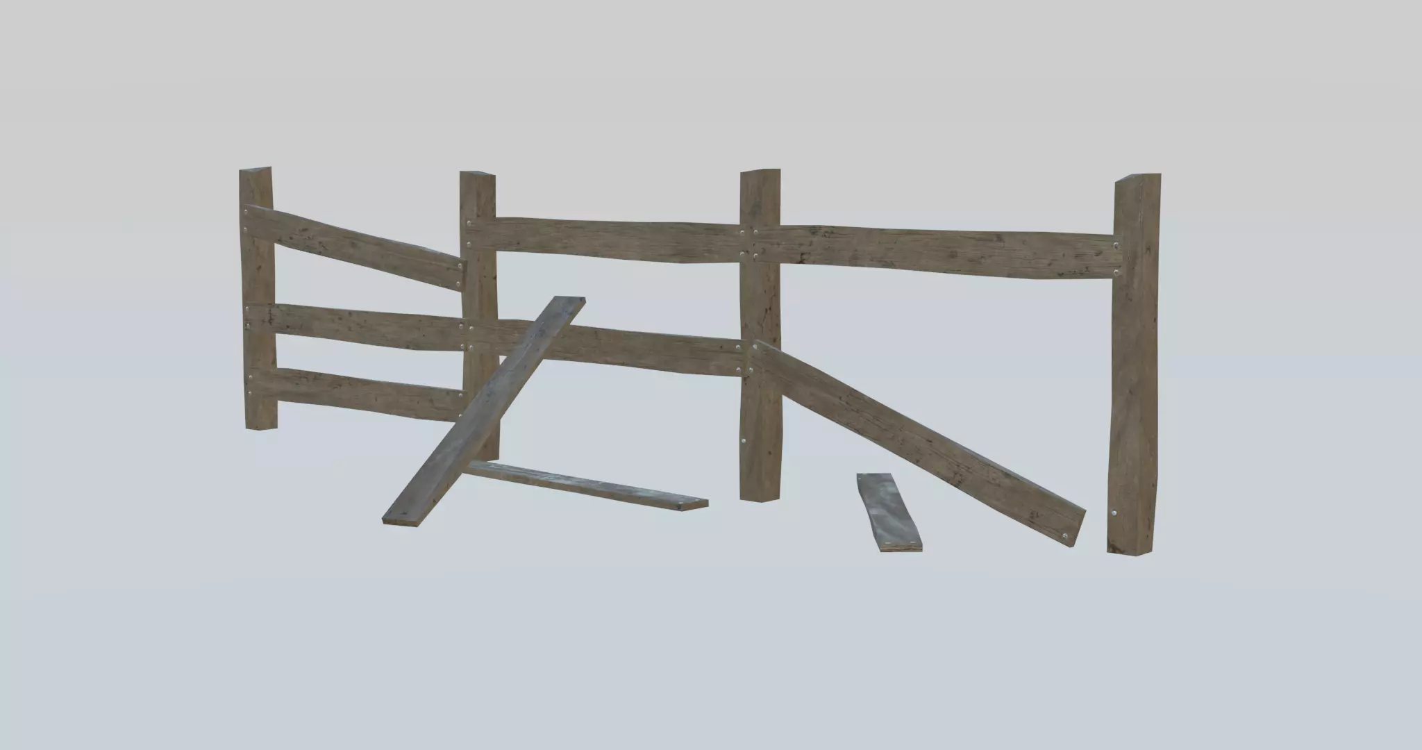 Wood Fence  Free low-poly 3D model_0