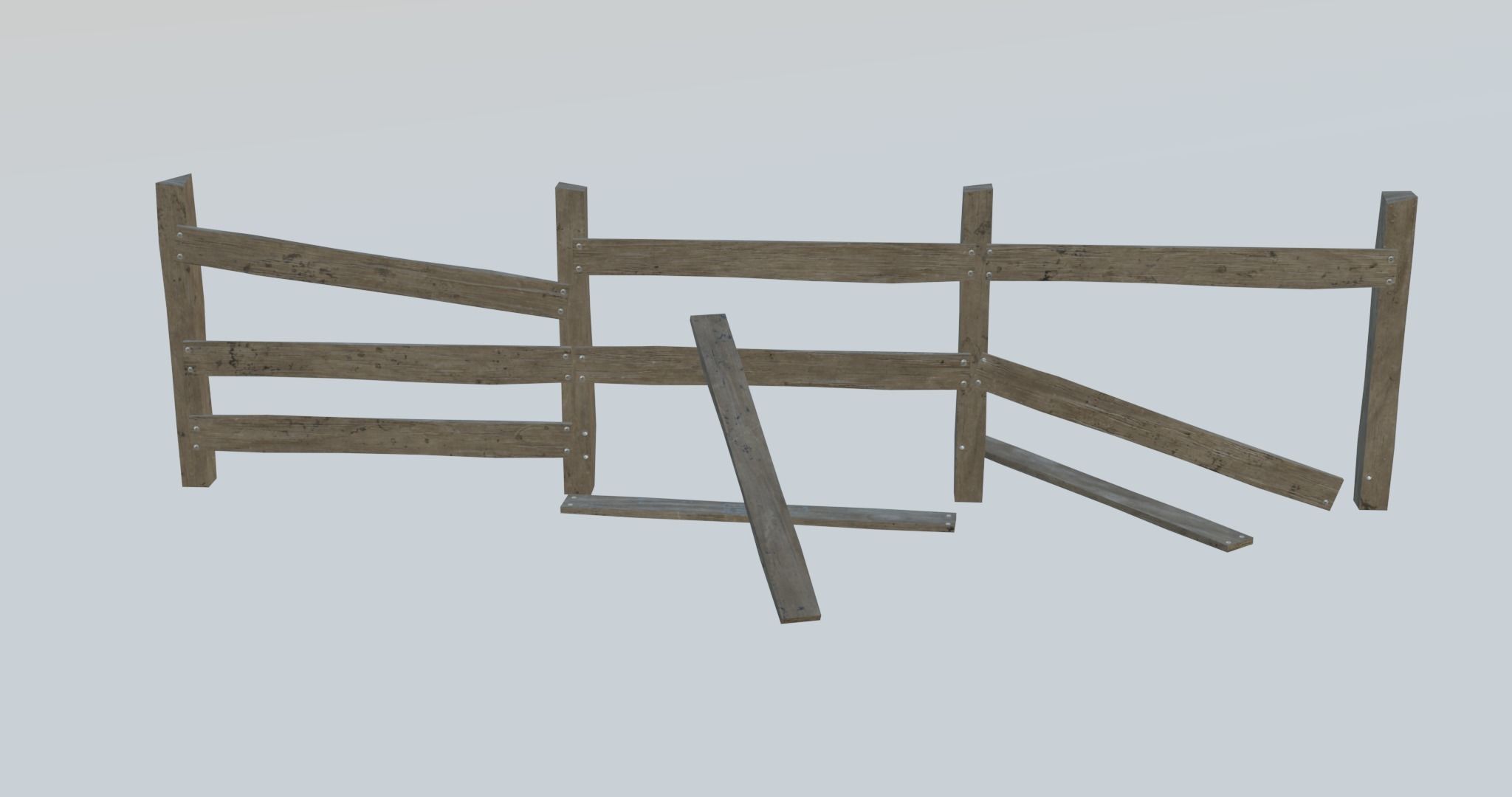 Wood Fence  Free low-poly 3D model_1