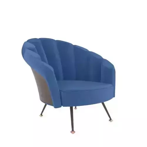 armchair lounge chair velvet with wooden legs Low-poly 3D model