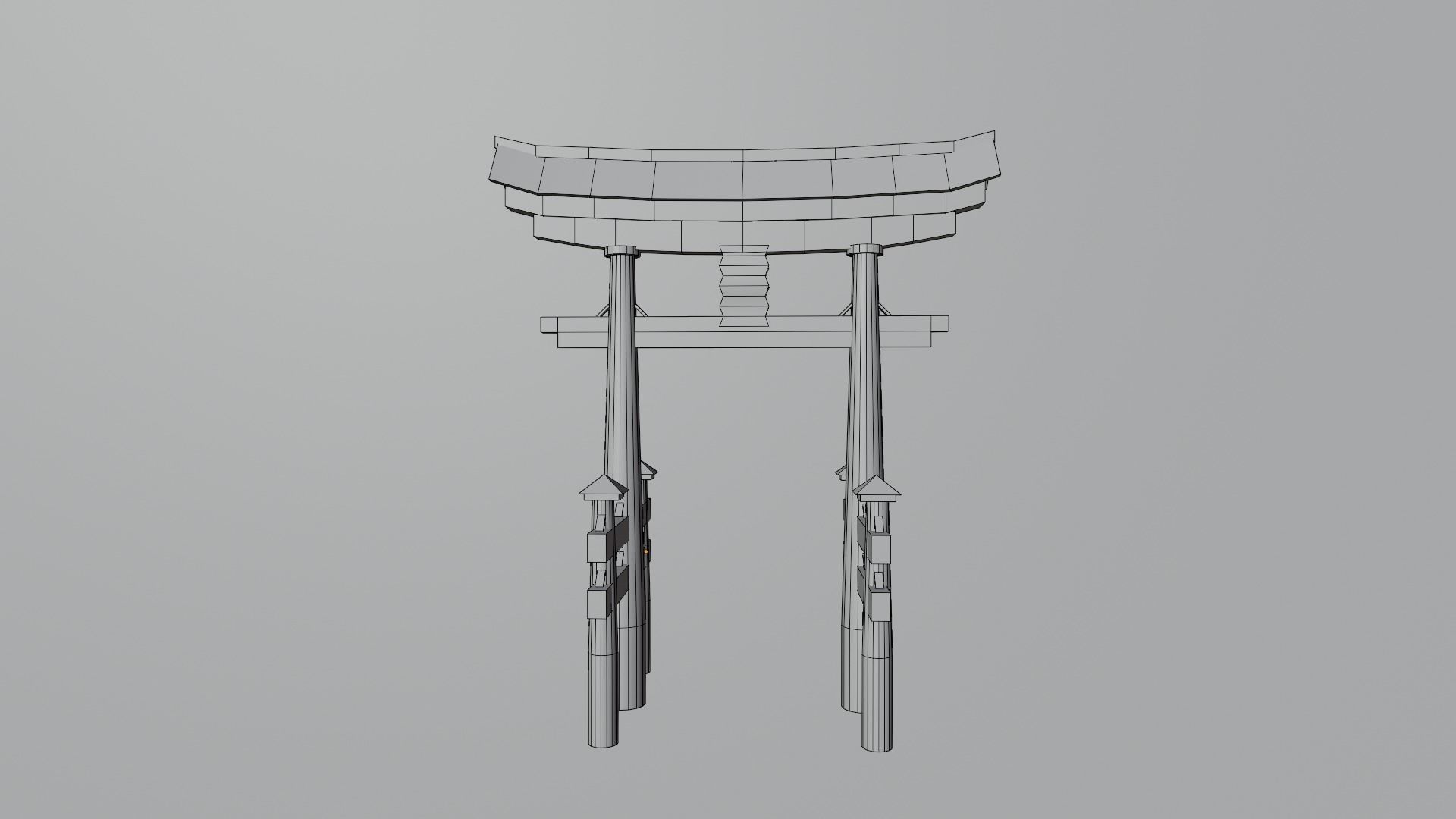 Torri and Temple low poly for videogames Low-poly 3D model_4