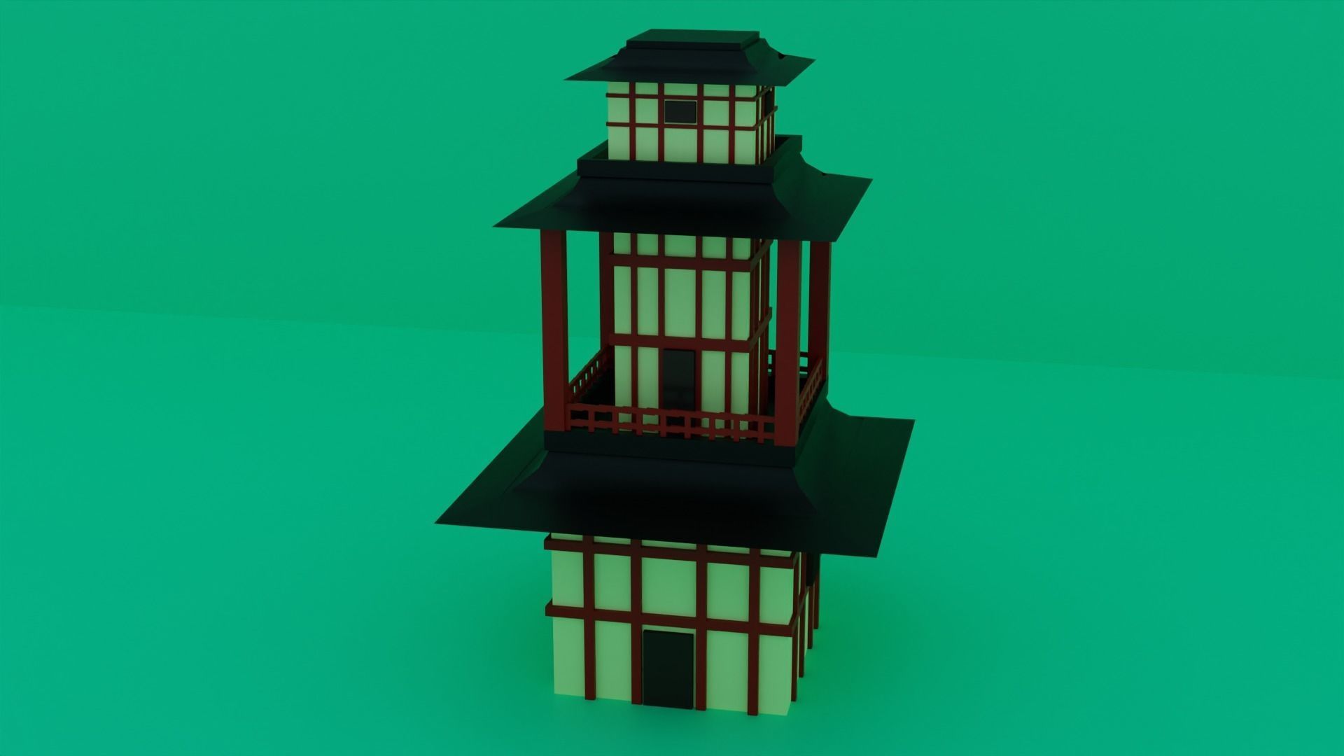 Torri and Temple low poly for videogames Low-poly 3D model_2