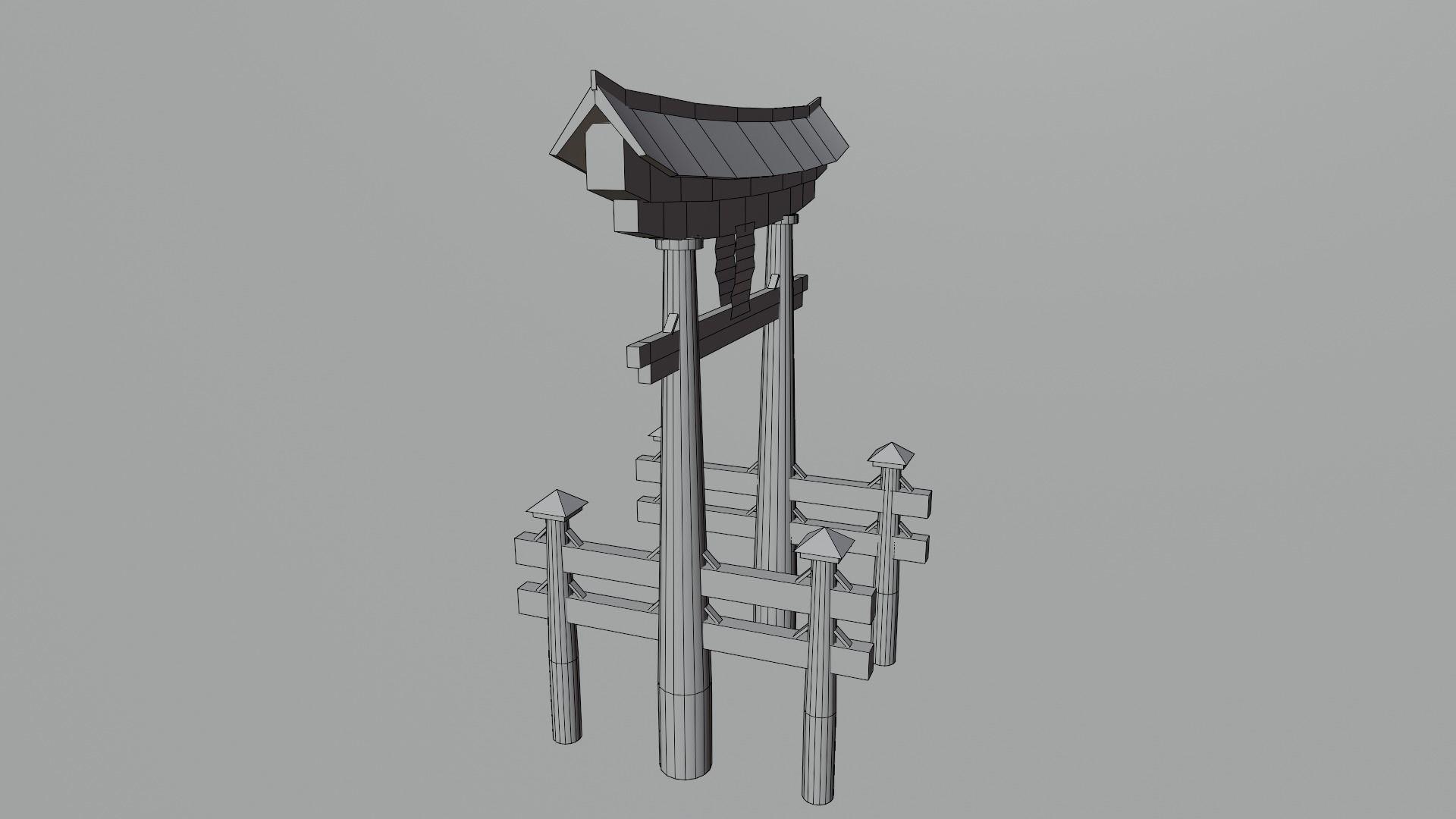 Torri and Temple low poly for videogames Low-poly 3D model_6