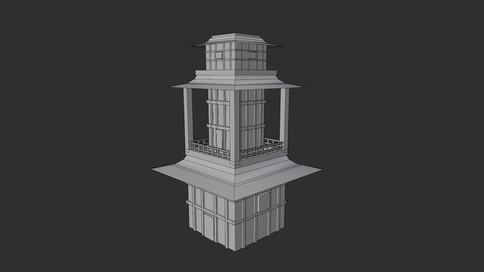 Torri and Temple low poly for videogames Low-poly 3D model_9