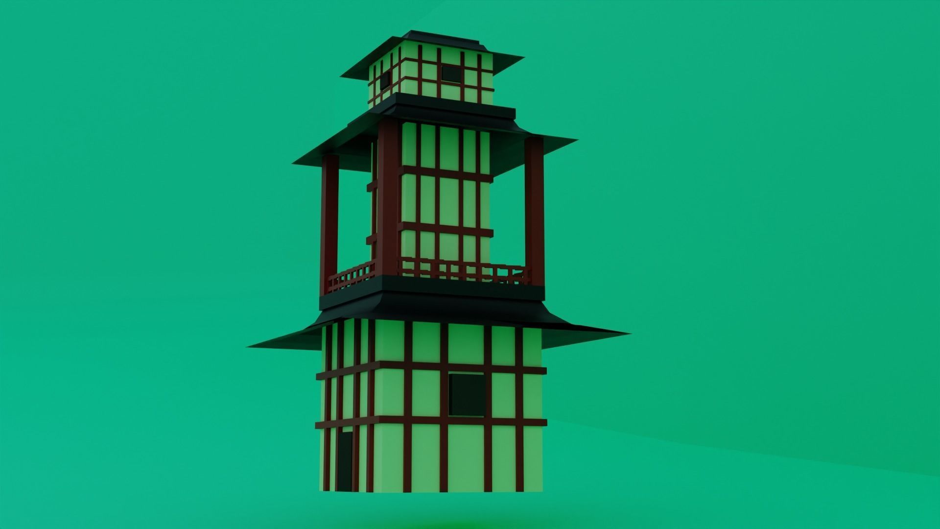 Torri and Temple low poly for videogames Low-poly 3D model_3