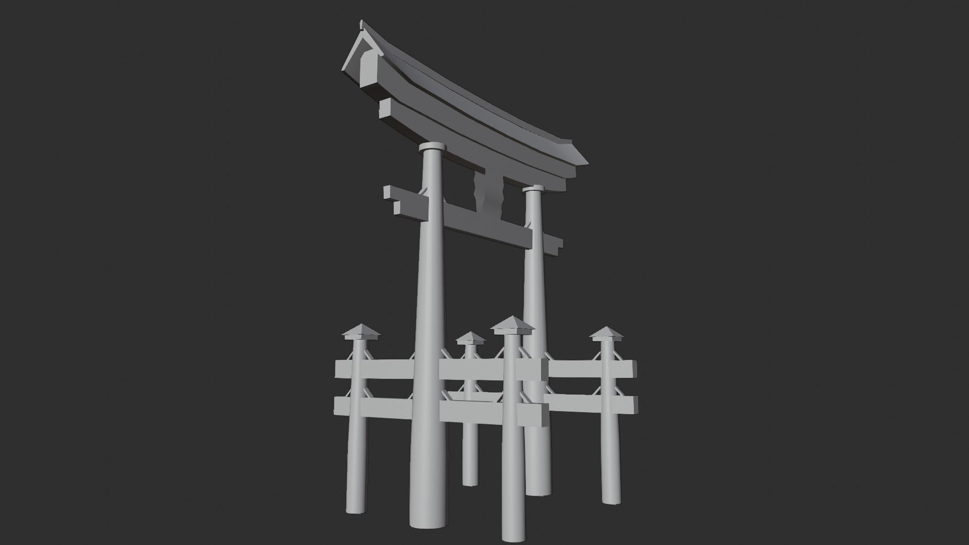 Torri and Temple low poly for videogames Low-poly 3D model_7