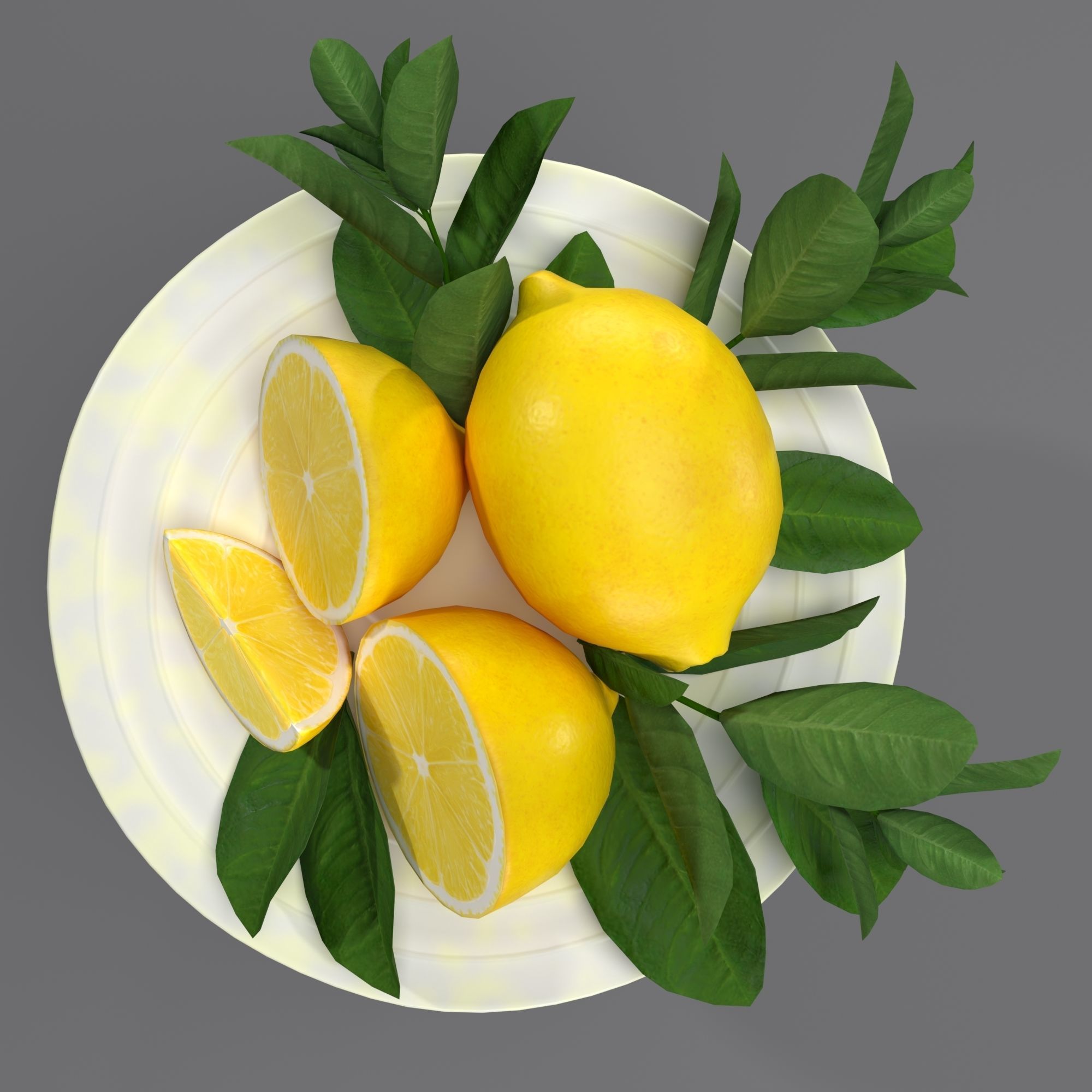 Lemon cake 3D model_4