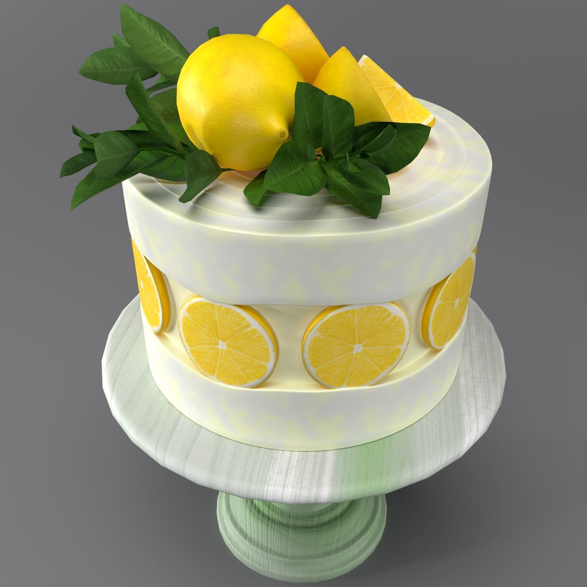 Lemon cake 3D model_2