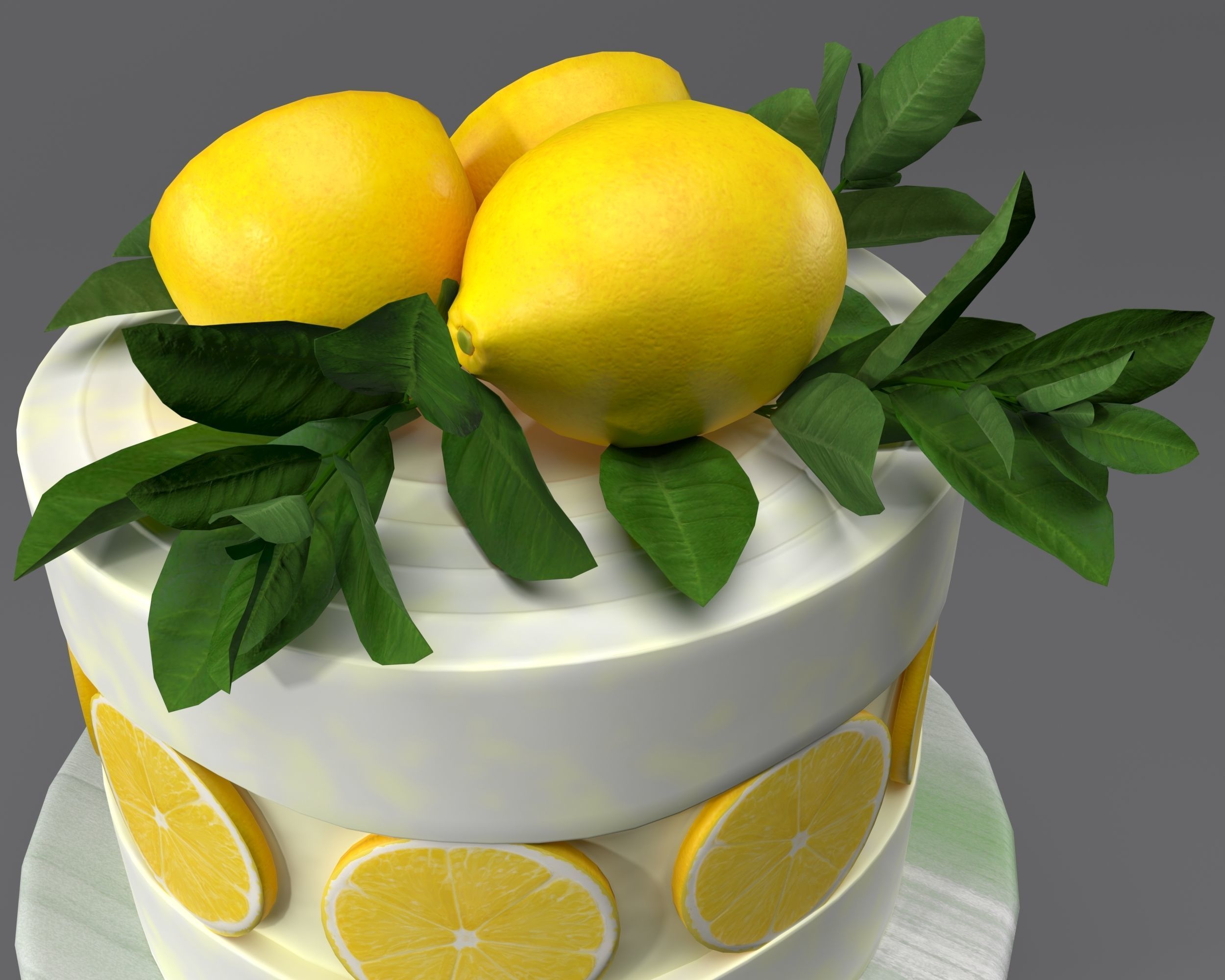 Lemon cake 3D model_3