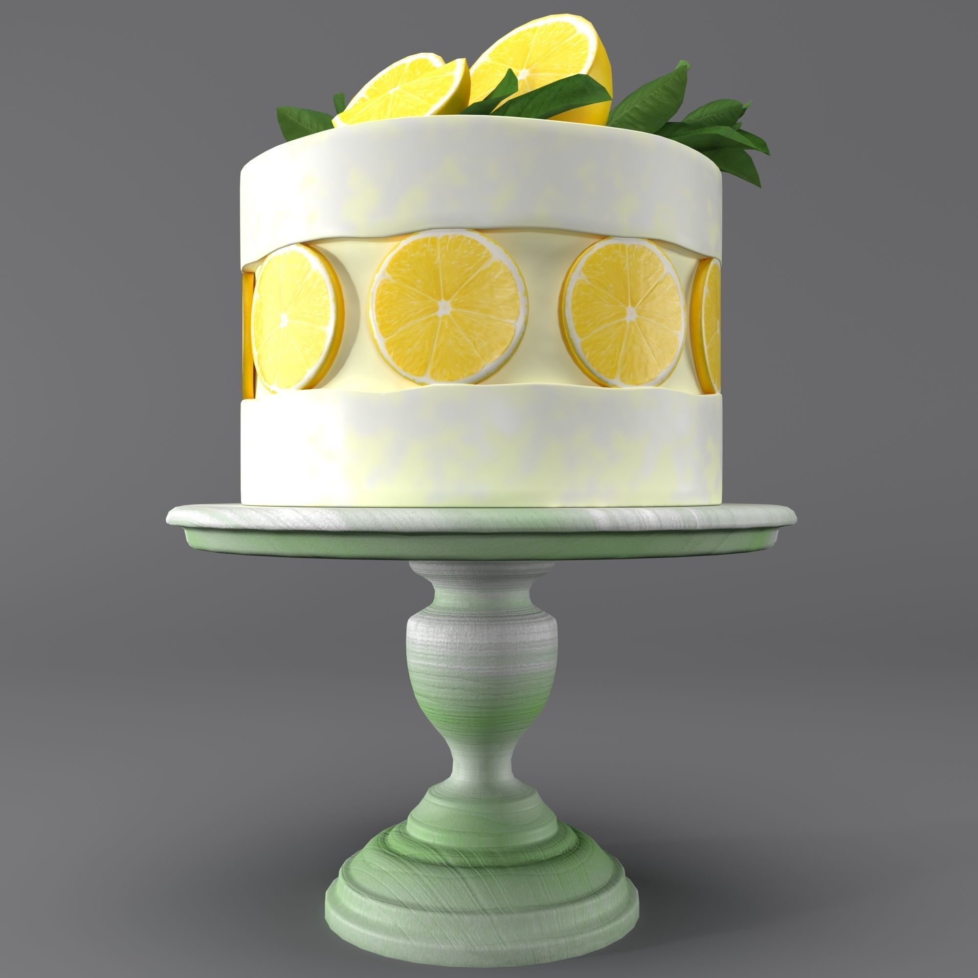 Lemon cake 3D model_5