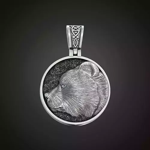 Pendant Bear head paw claws pagan 