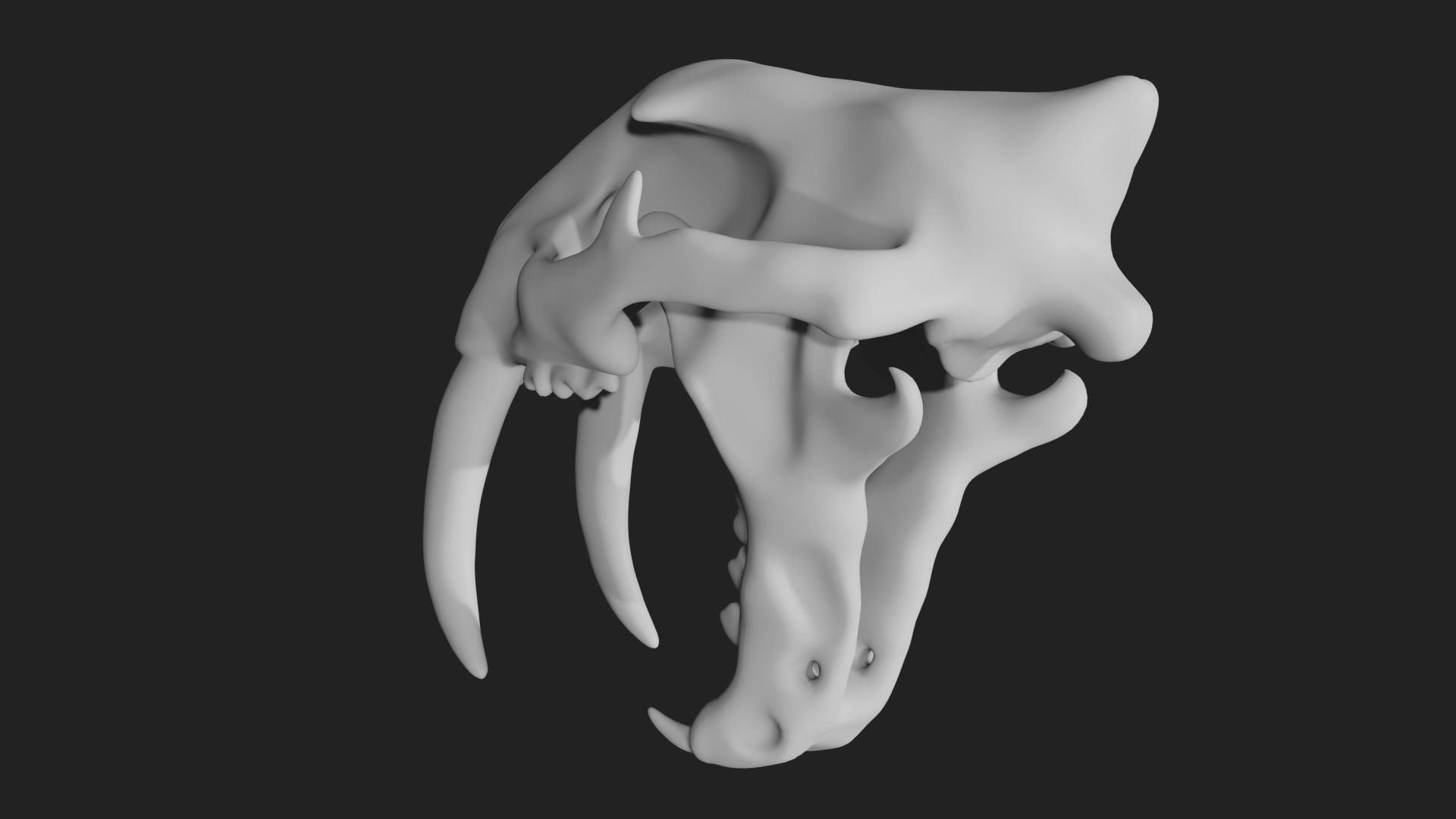 Sabertooth Smilodon tiger Skull Low-poly 3D model_5