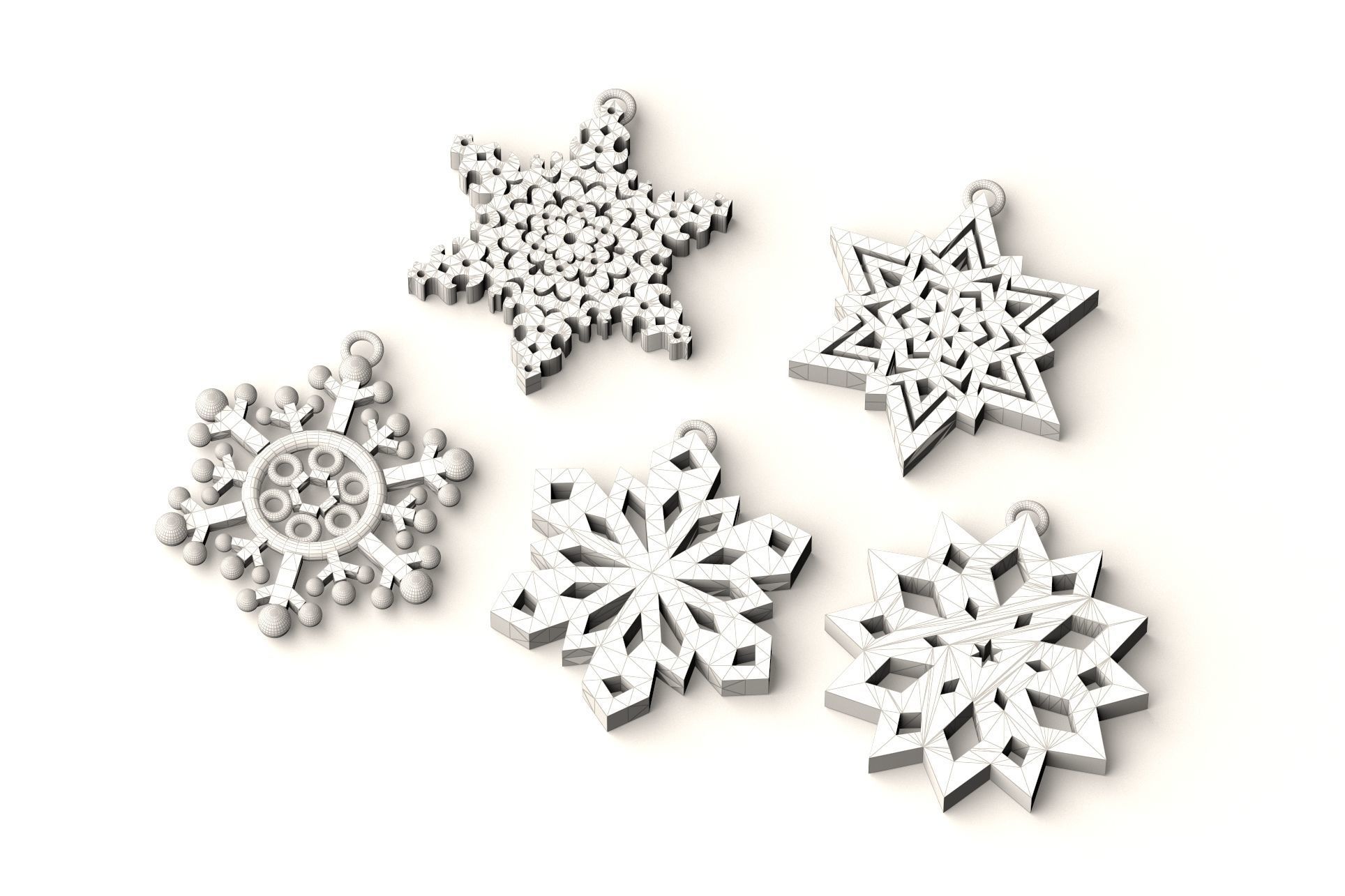 Snowflake 1 pendant gold 3D print model_4