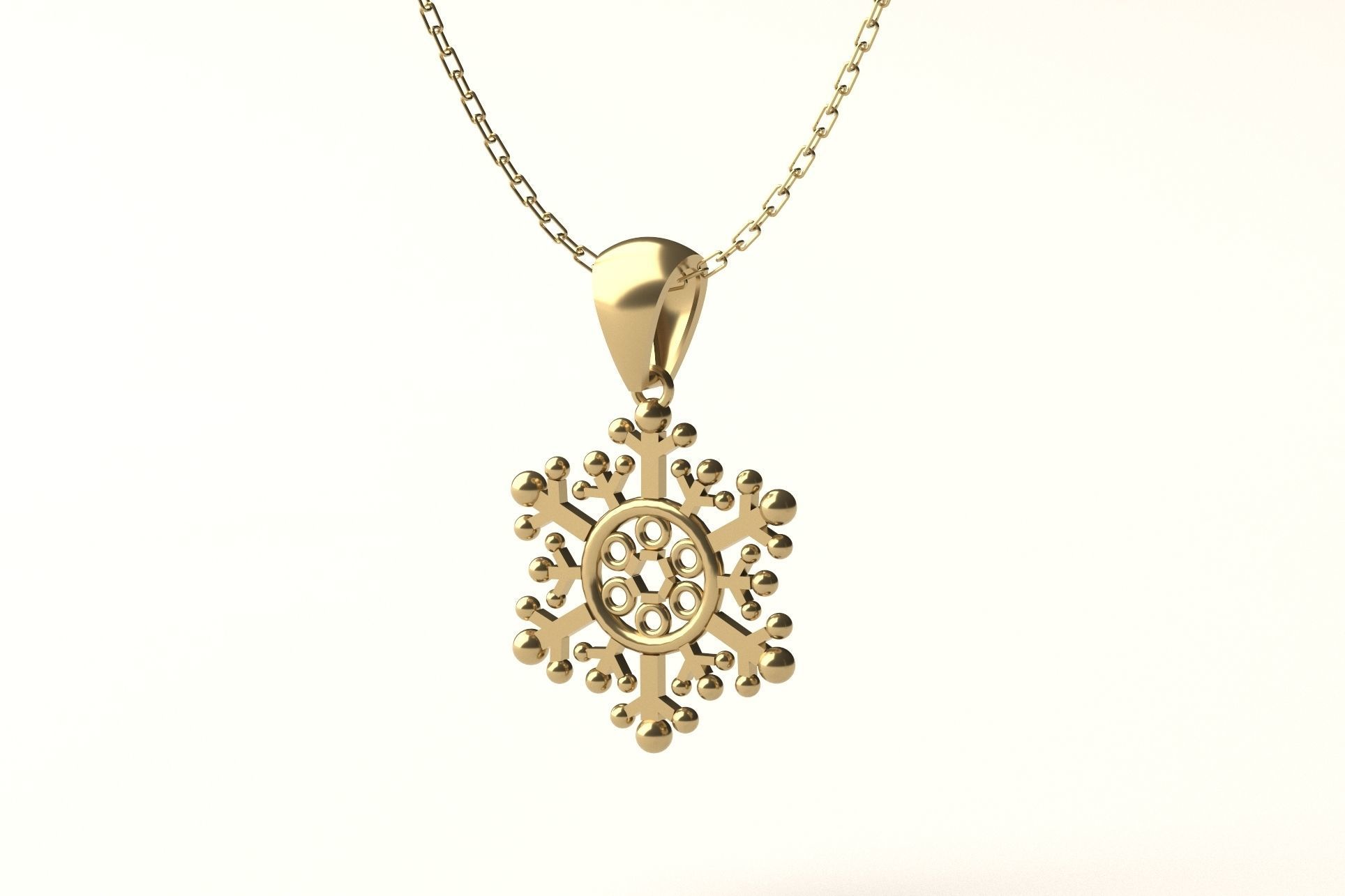 Snowflake 1 pendant gold 3D print model_1