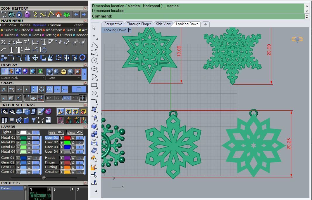 Snowflake 1 pendant gold 3D print model_3