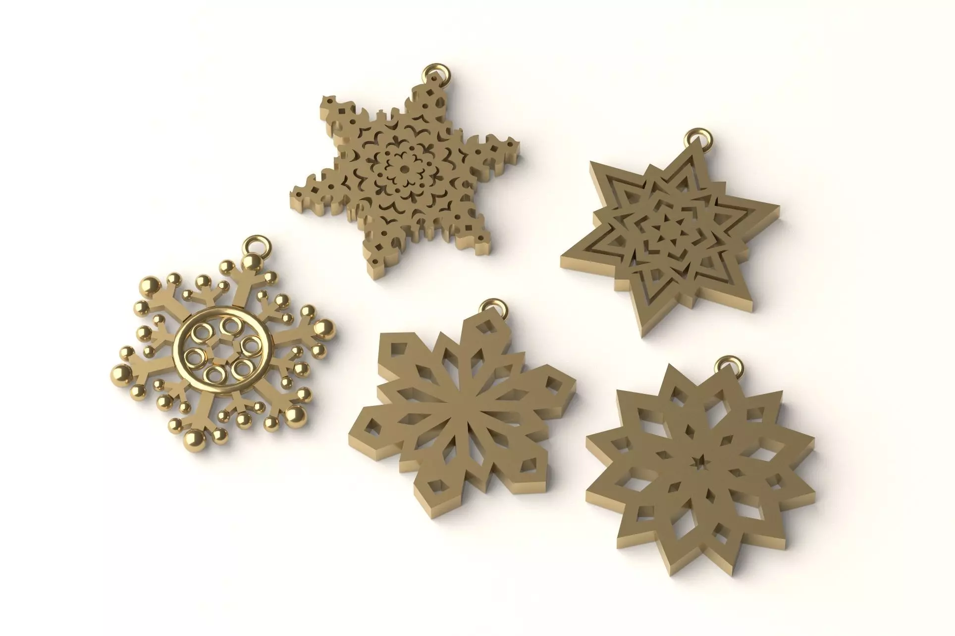 Snowflake 1 pendant gold 3D print model_0